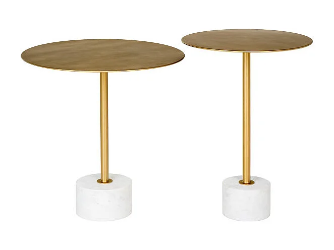 Lecco table basse , table d'angle Ø41cm marbre laiton, marbre.