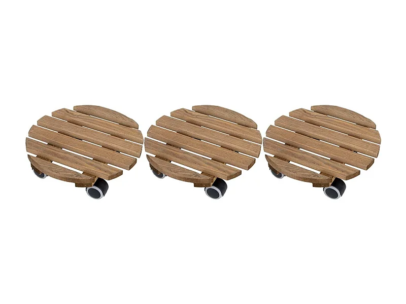 Support à roulettes en bois pour plantes d'intérieur (Lot de 3)