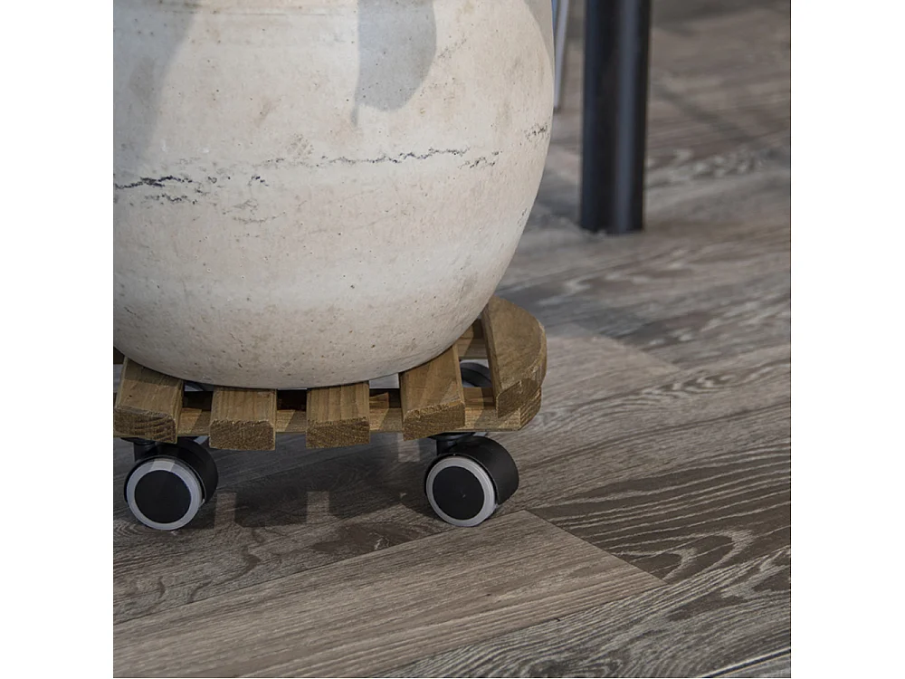 Support à roulettes en bois pour plantes d'intérieur (Lot de 3)
