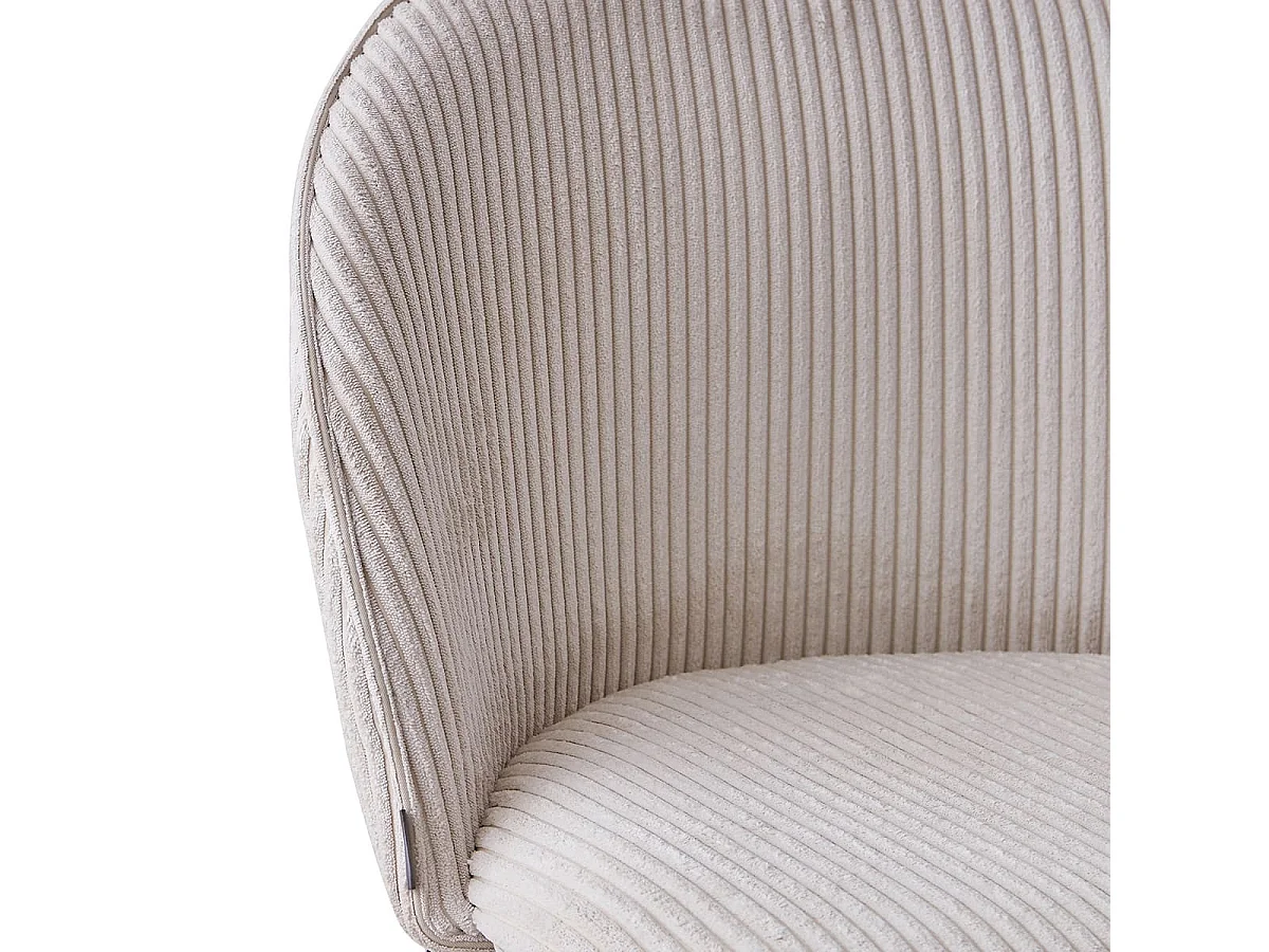 Lot de 2 tabourets de bar en velours côtelé beige, piètement noir - Alta