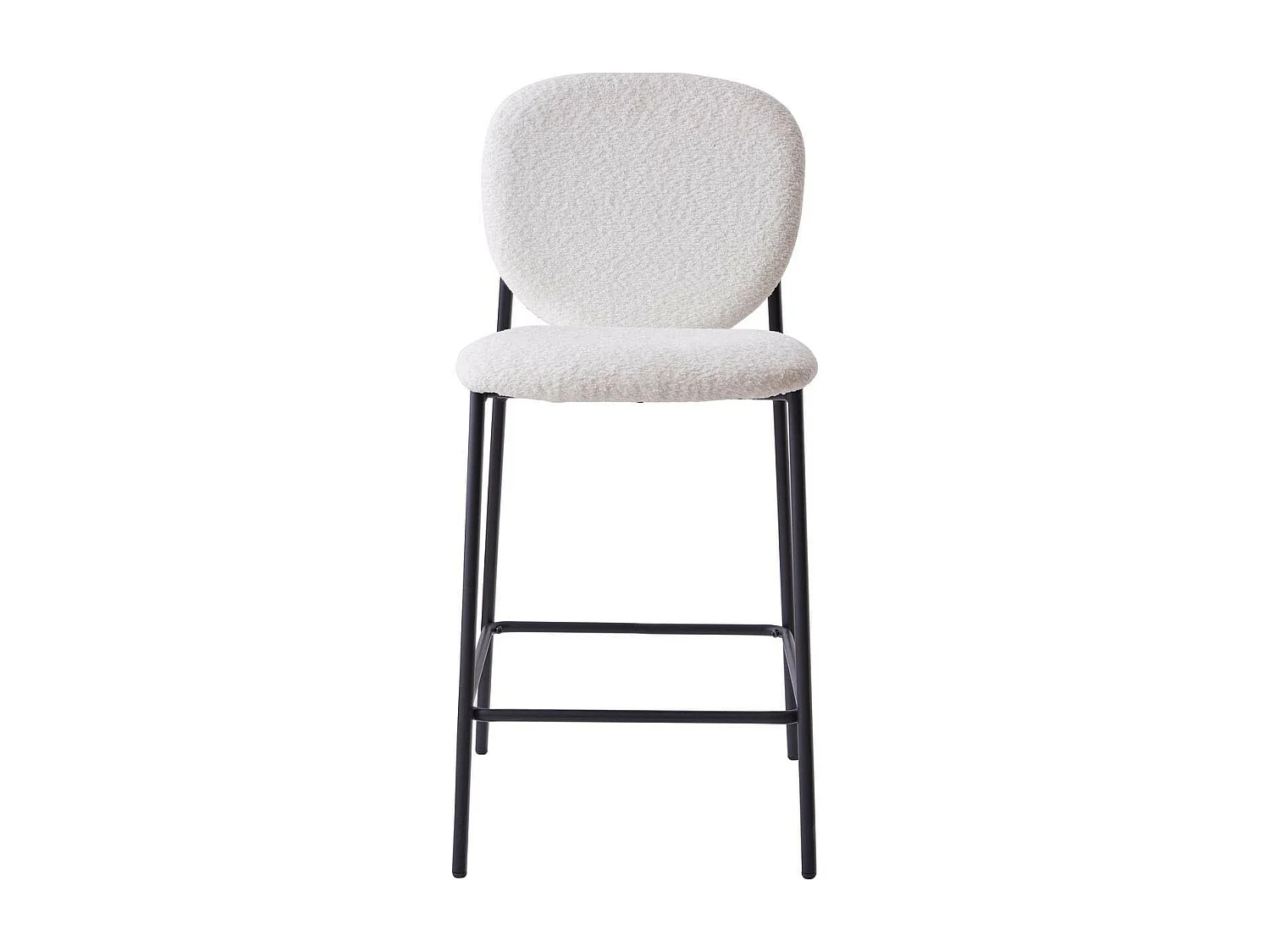 Lot de 2 tabourets de bar en tissu bouclette écru, piètement métal noir - Betty