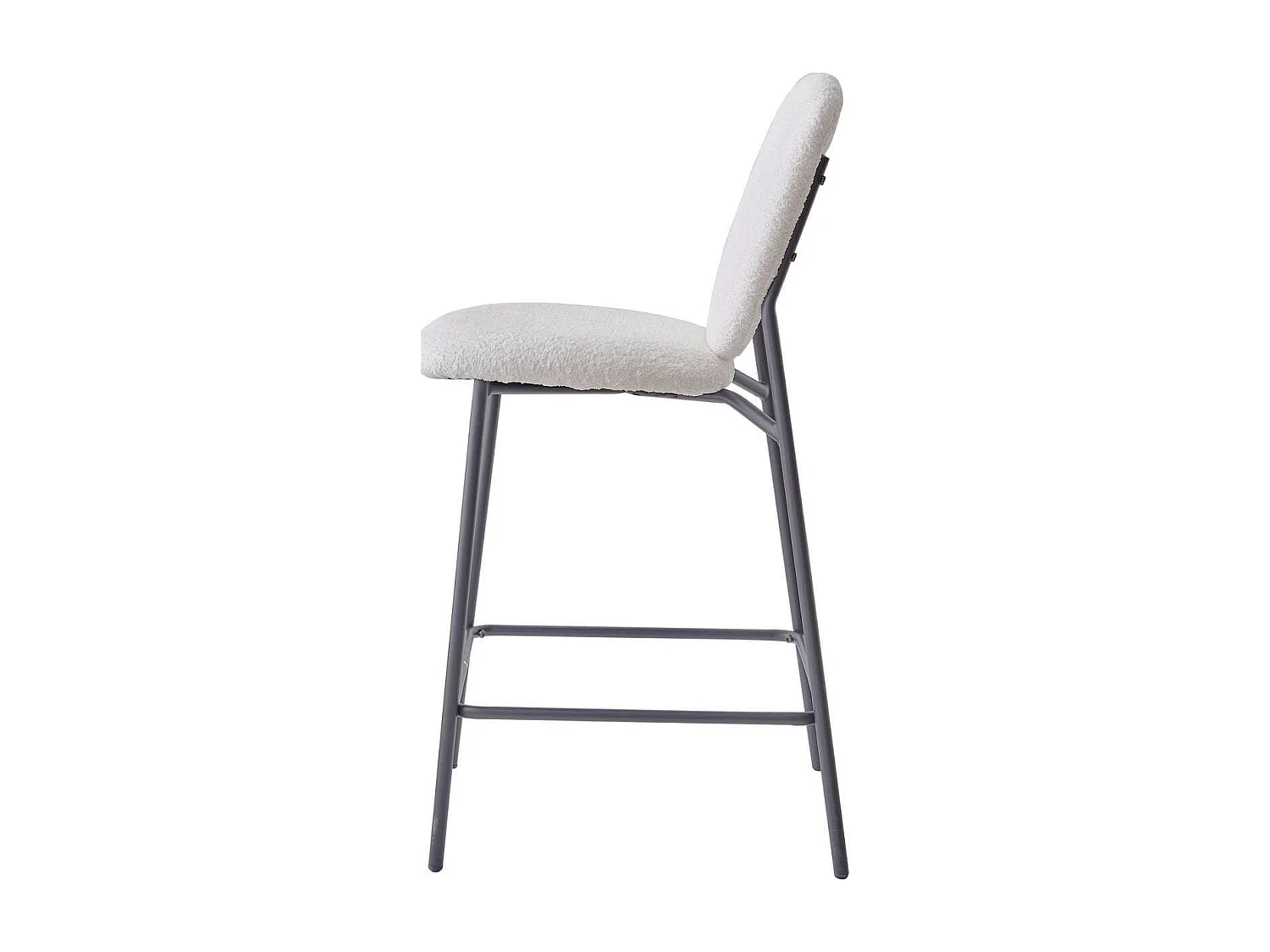 Lot de 2 tabourets de bar en tissu bouclette écru, piètement métal noir - Betty