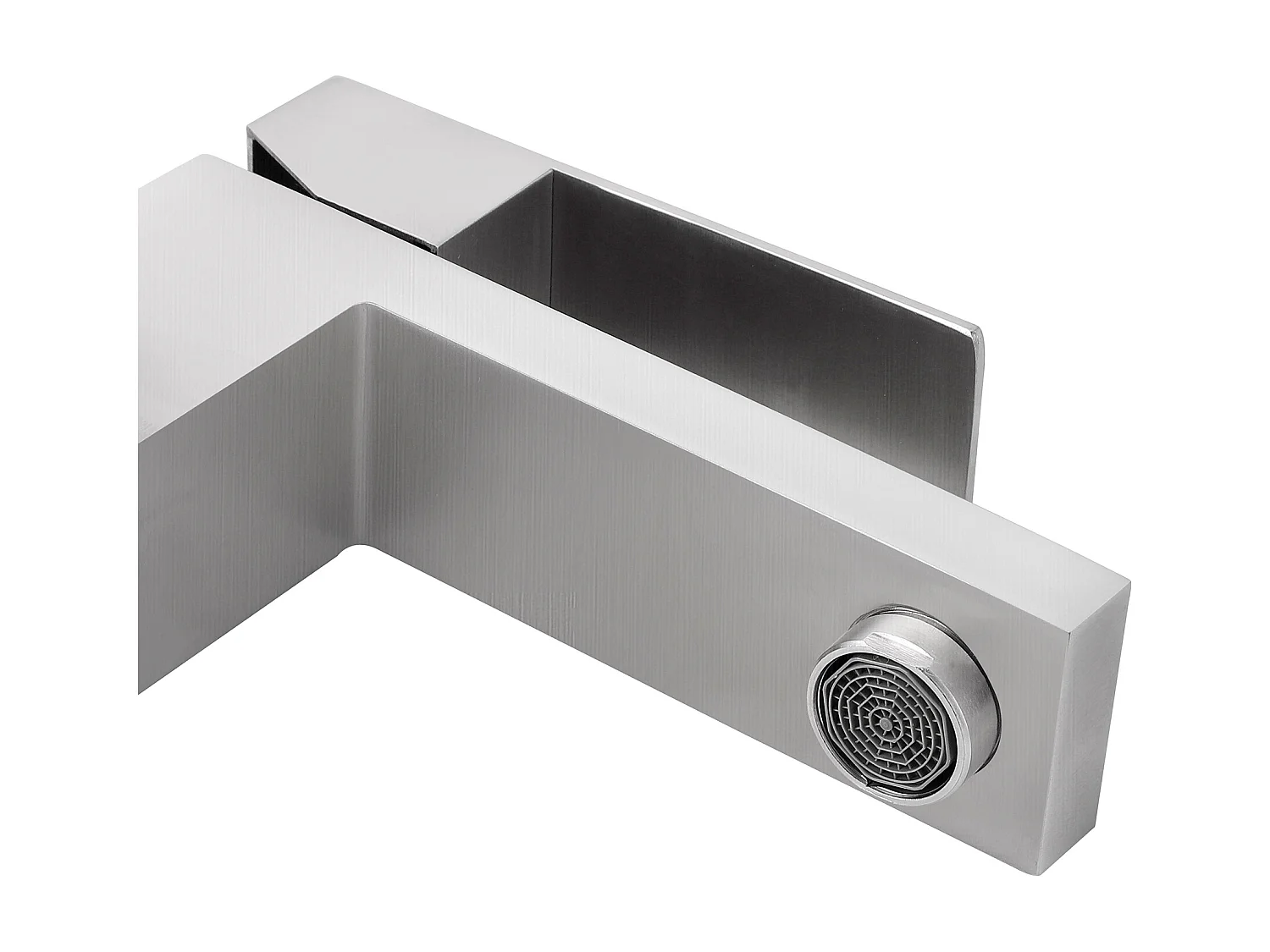 Lot de 2 robinets mitigeurs mécaniques carrés en inox - Coloris nickel brossé - H17,3 cm - CANILAS