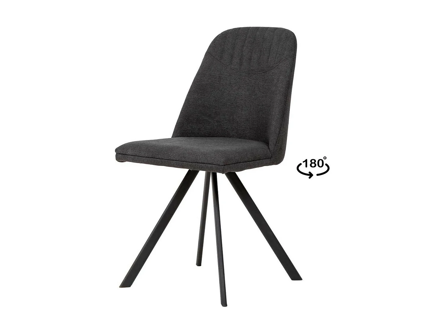 Chaise pivotante Kriza à 180º en tissu avec pieds en métal noir – Design contemporain-Couleur Gris anthracite