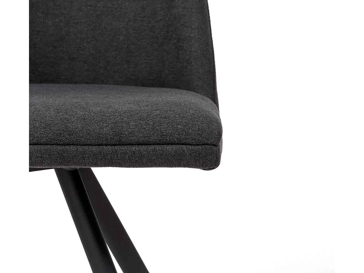 Chaise pivotante Kriza à 180º en tissu avec pieds en métal noir – Design contemporain-Couleur Gris anthracite