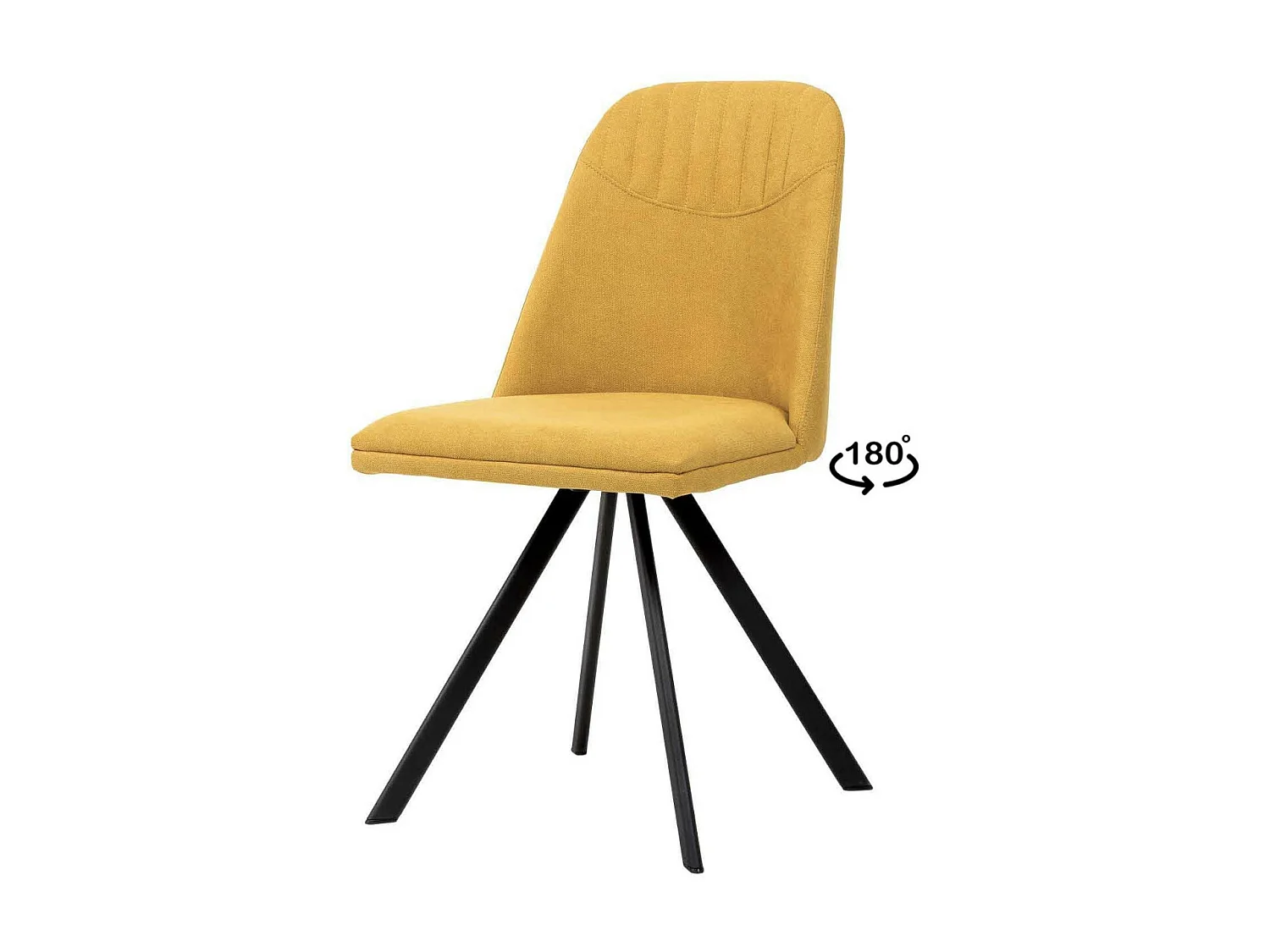 Chaise pivotante à 180º tissu et pieds métal noir Kriza-Couleur Jaune moutarde