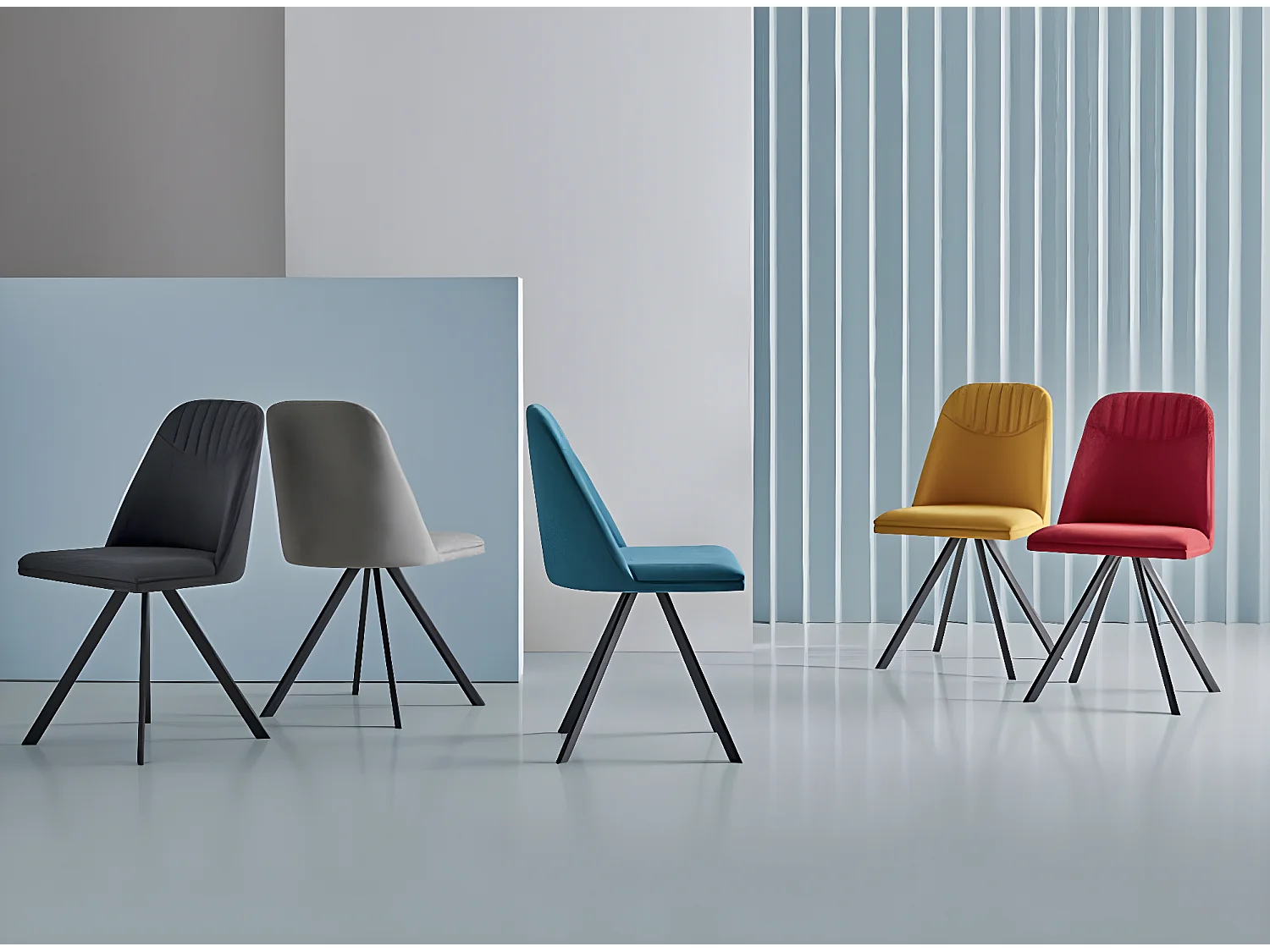 Chaise pivotante à 180º tissu et pieds métal noir Kriza-Couleur Jaune moutarde