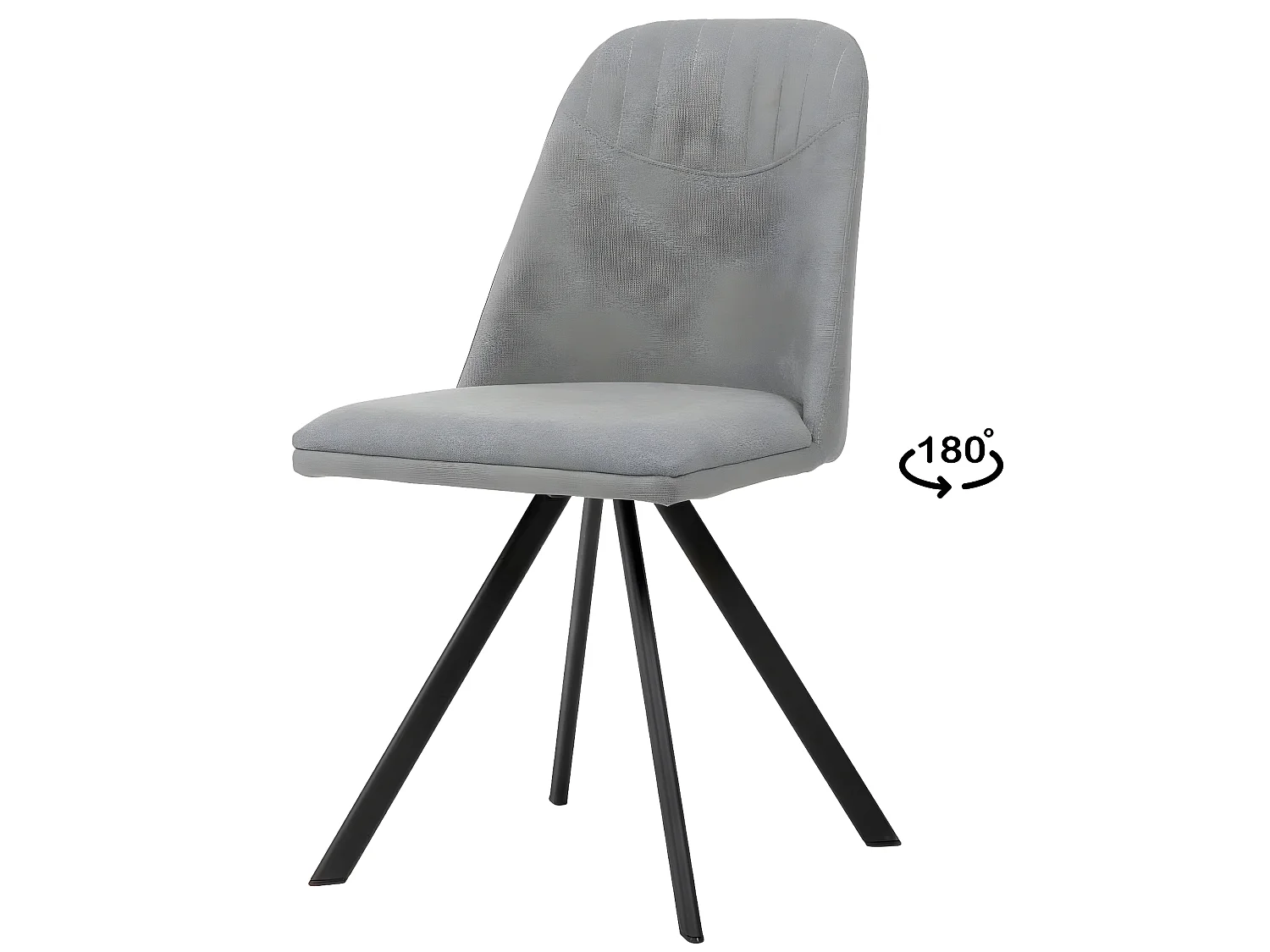 Chaise pivotante Kriza à 180º en tissu avec pieds en métal noir – Design contemporain-Couleur Gris clair
