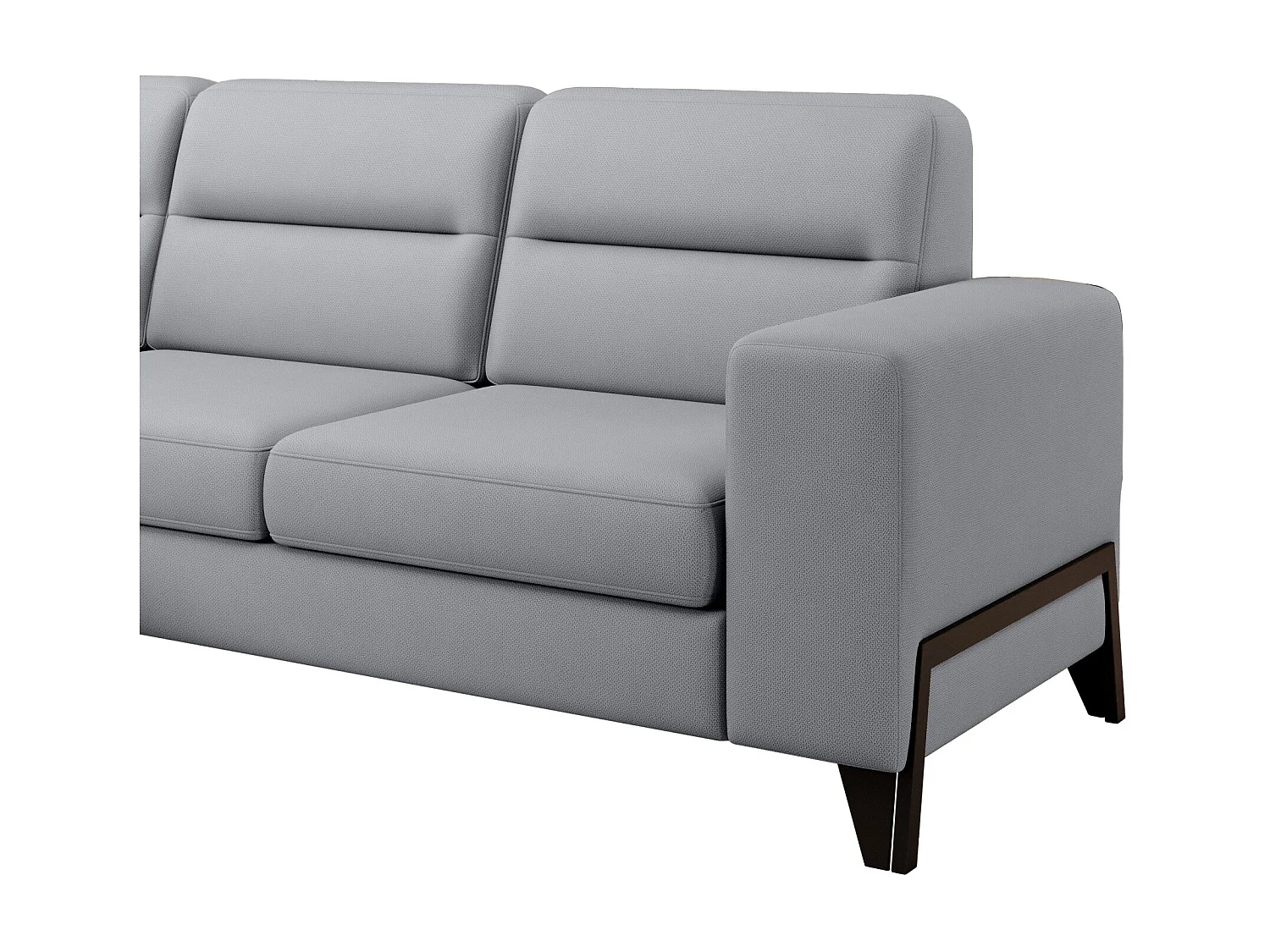 Canapé angle gauche convertible tissu gris clair et pieds acier noir Kassidi 277cm