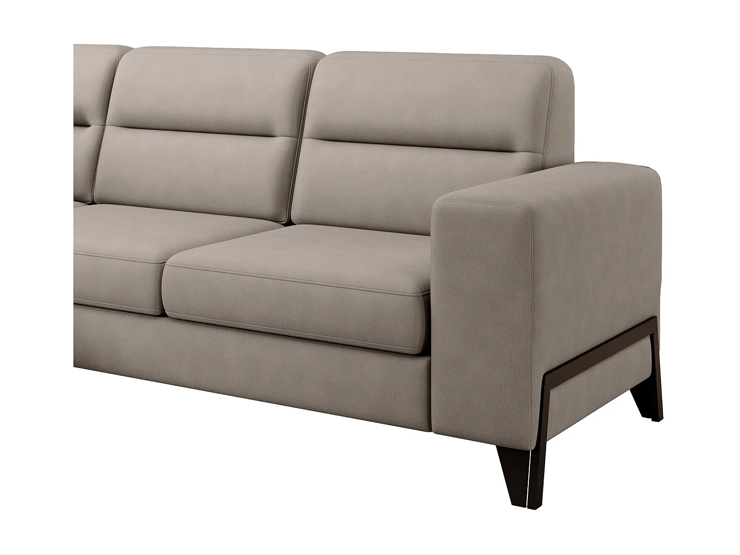 Converteerbare hoekbank links in lichtbeige stof en zwarte stalen poten Kassidi 277 cm