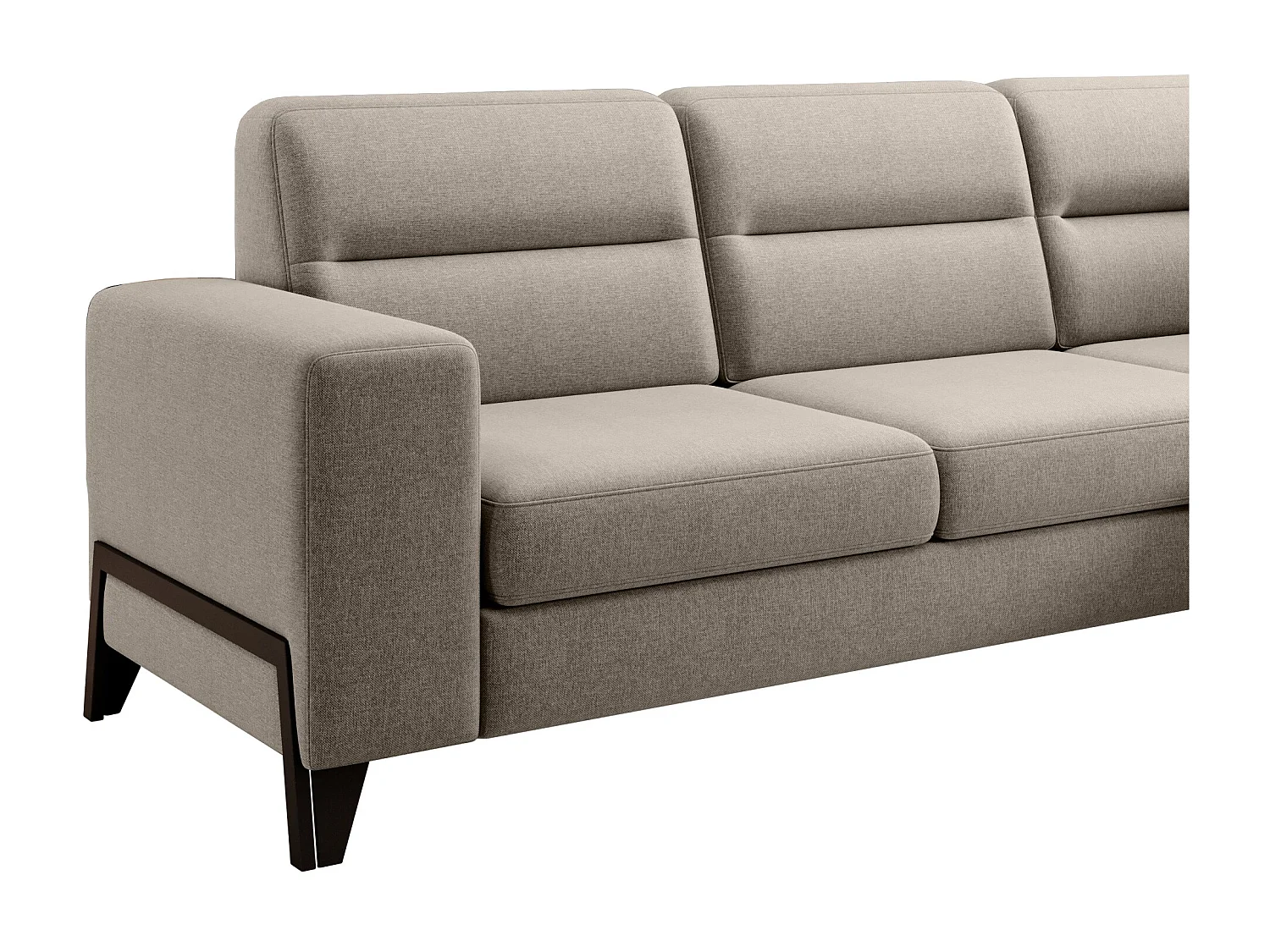 Canapé angle droit convertible tissu beige et pieds acier noir Kassidi 277cm