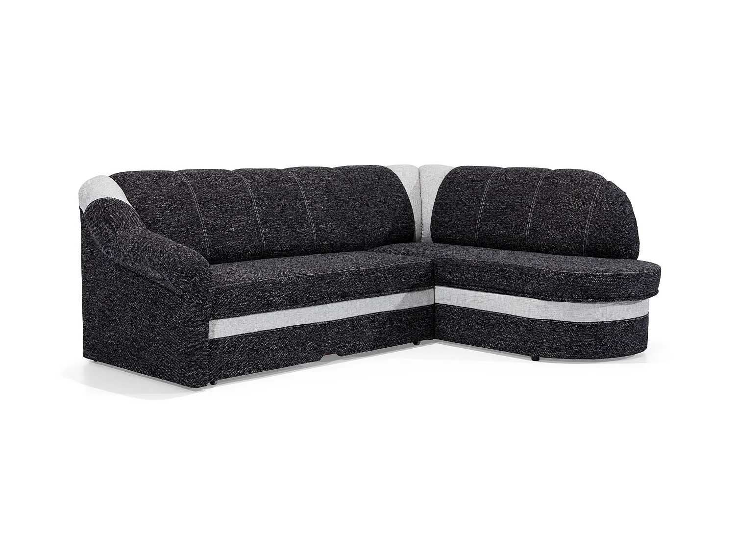 Canapé d'angle droit convertible simili noir et blanc Sundy 250cm