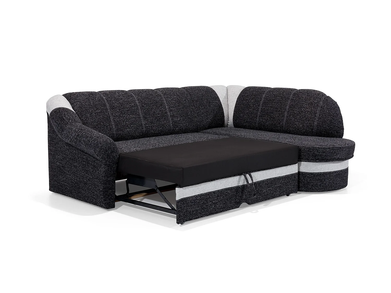 Canapé d'angle droit convertible simili noir et blanc Sundy 250cm