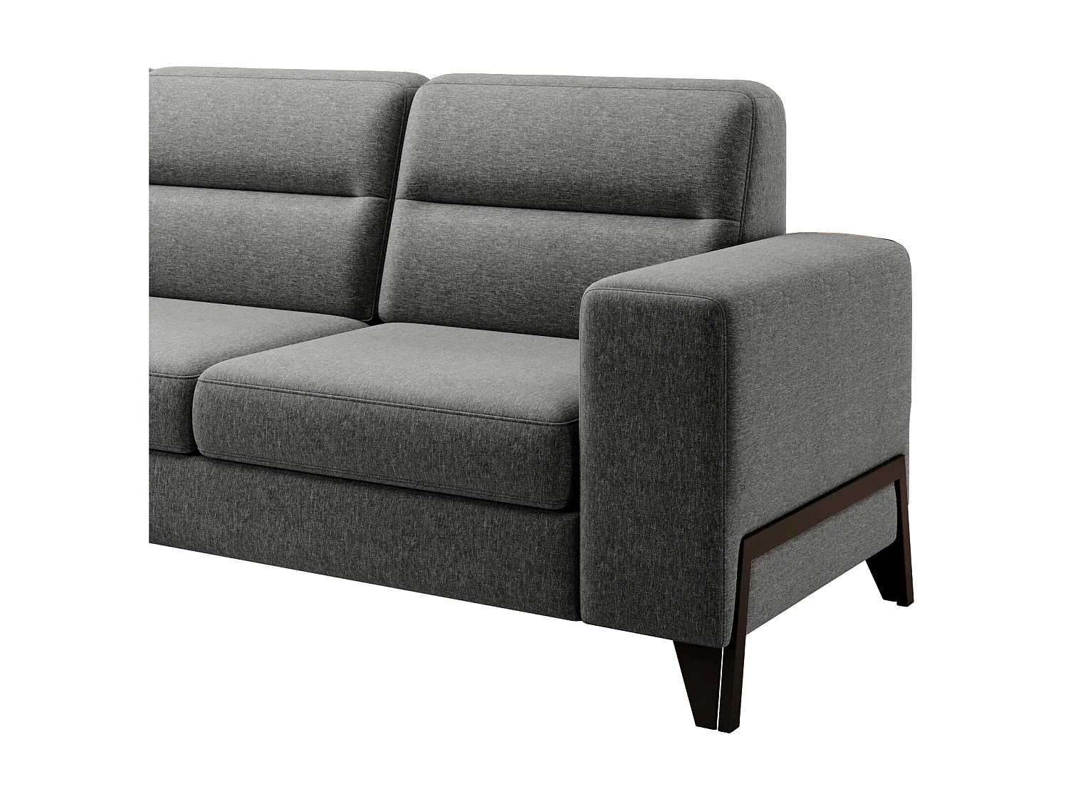 Canapé angle gauche convertible tissu gris clair chiné et pieds acier noir Kassidi 277cm