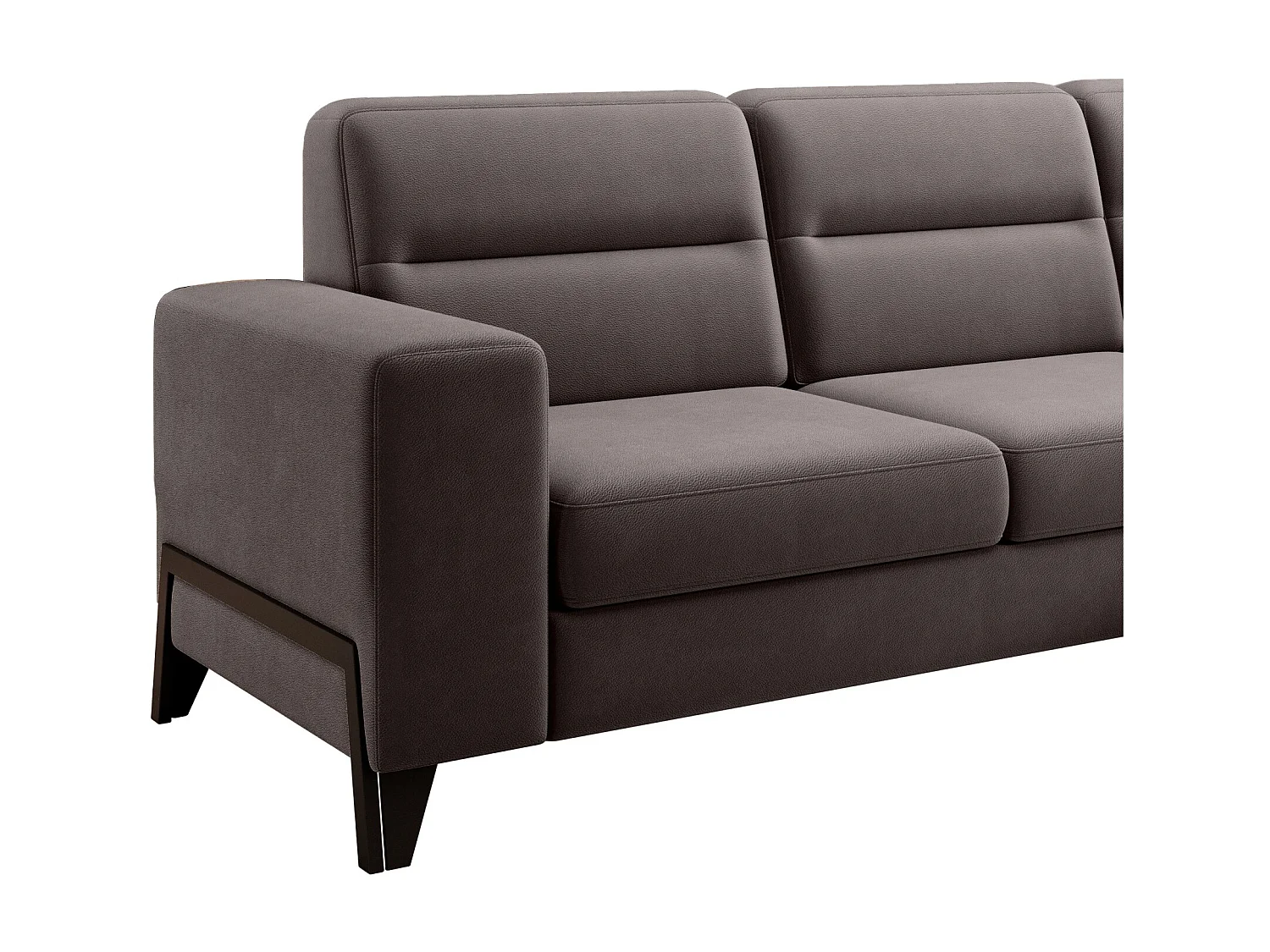 Canapé angle droit convertible tissu marron clair et pieds acier noir Kassidi 277cm