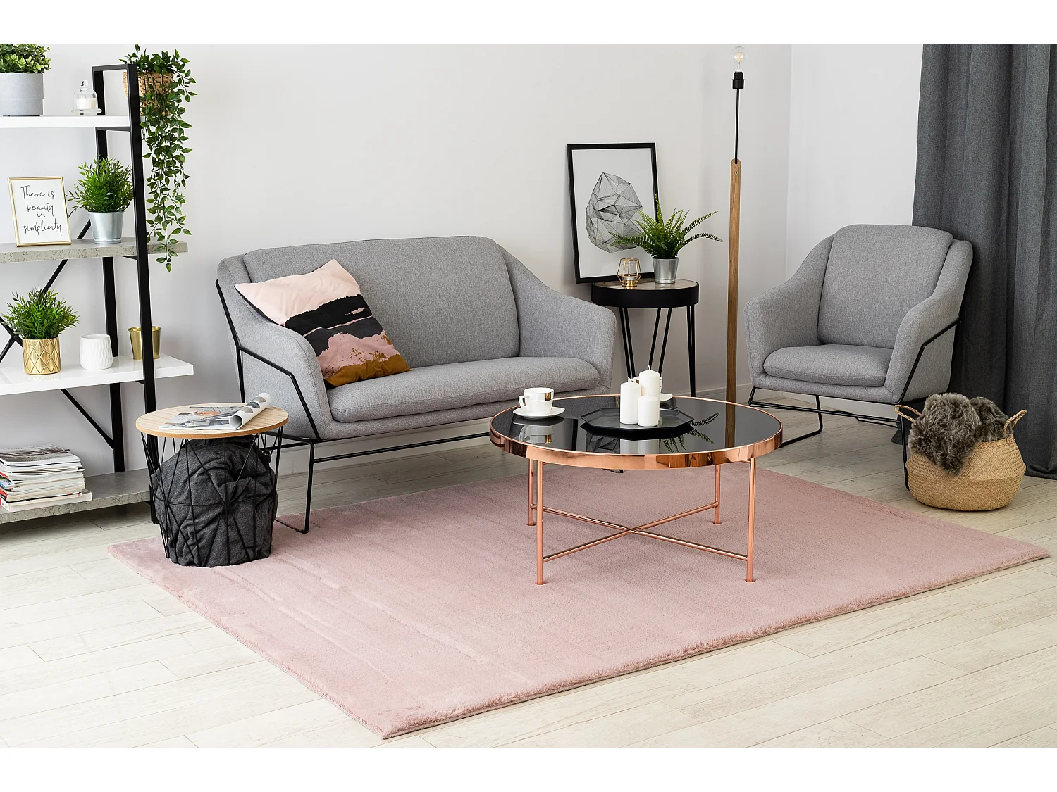 Tapijt BUNNY rozekleuring IMITATIE konijnenvacht 80x150 cm