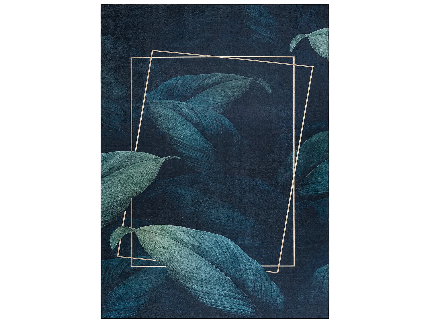 Tapis lavable ANDRE 1170 Feuilles, géométrique antidérapant - bleu 120x170 cm