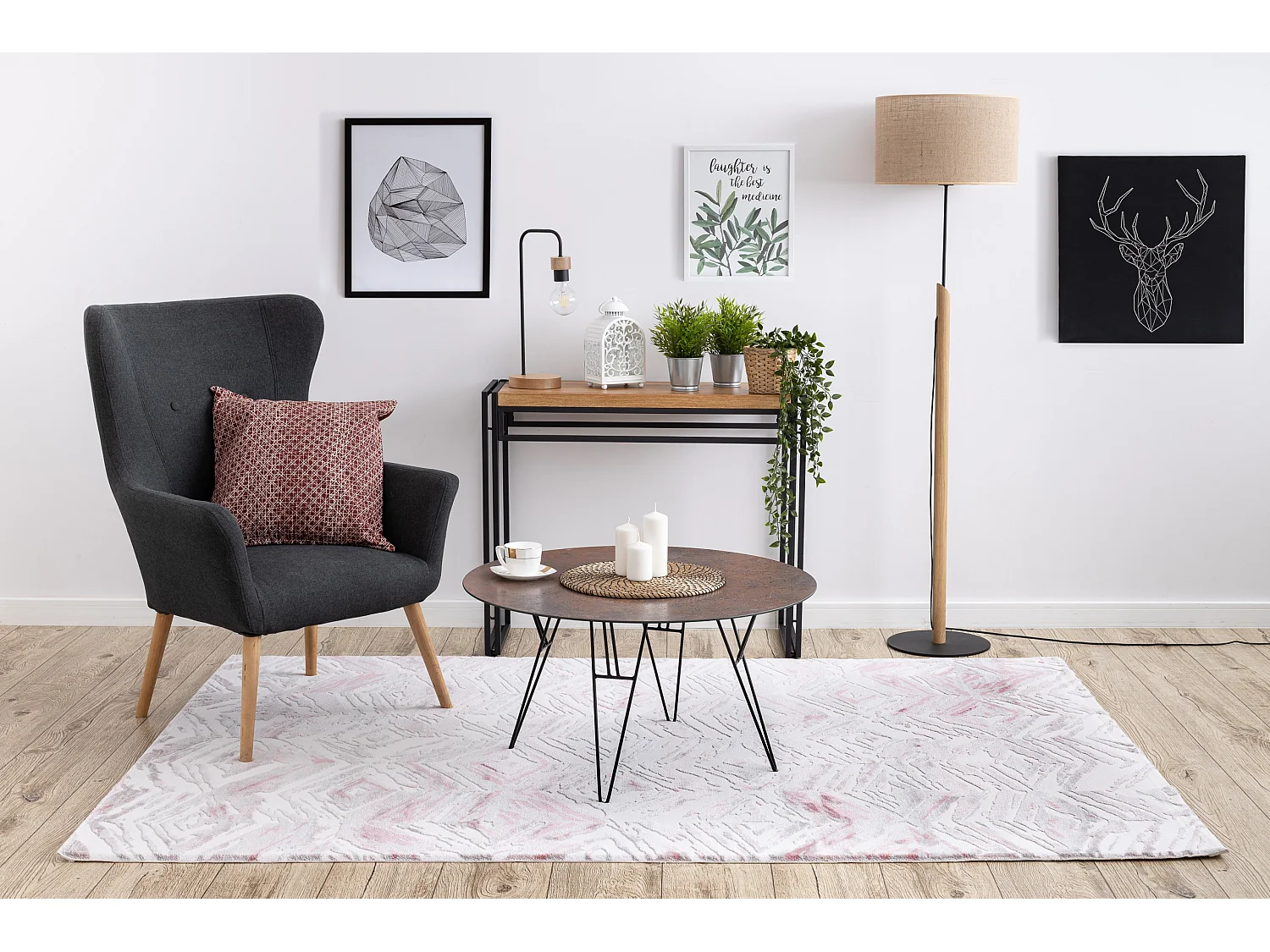 Tapijt ACRYL DIZAYN 121 helder , grijskleuring / helder , rozekleuring 160x230 cm