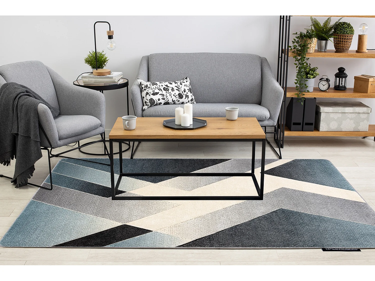 Tapijt ALTER Wild Geometrisch , blauw / grijskleuring 140x190 cm