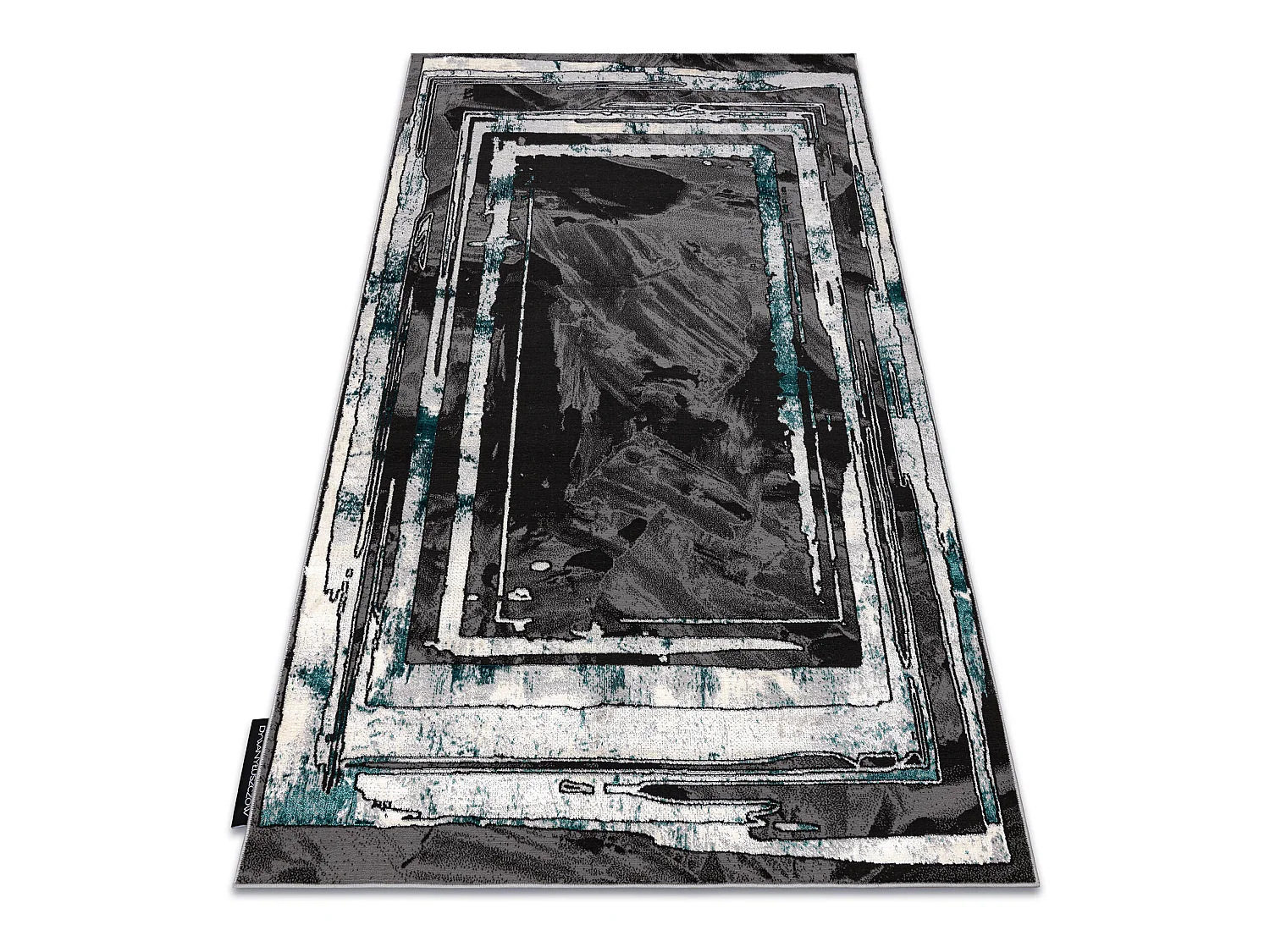 Tapijt DE LUXE modern 619 Frame - Structureel grijs / groen 120x170 cm