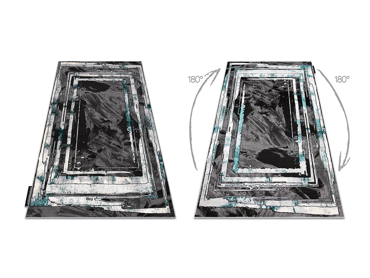 Tapijt DE LUXE modern 619 Frame - Structureel grijs / groen 120x170 cm
