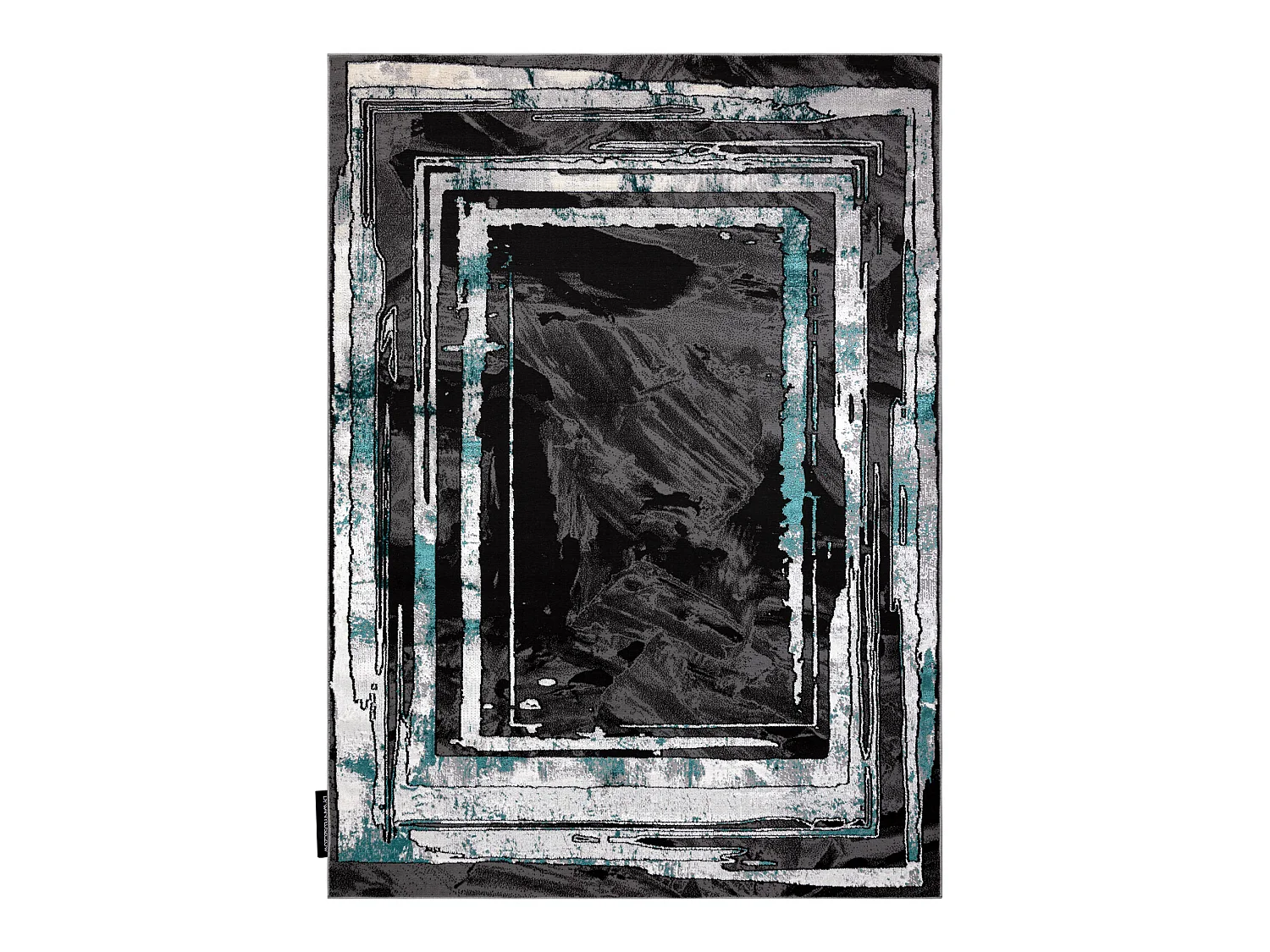 Tapijt DE LUXE modern 619 Frame - Structureel grijs / groen 120x170 cm