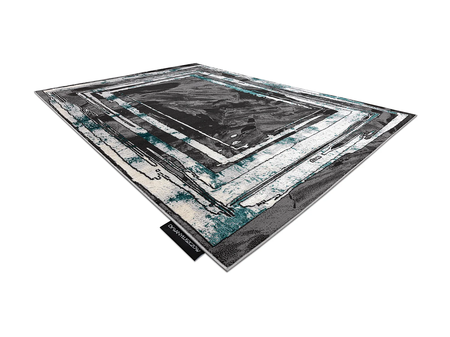 Tapijt DE LUXE modern 619 Frame - Structureel grijs / groen 120x170 cm