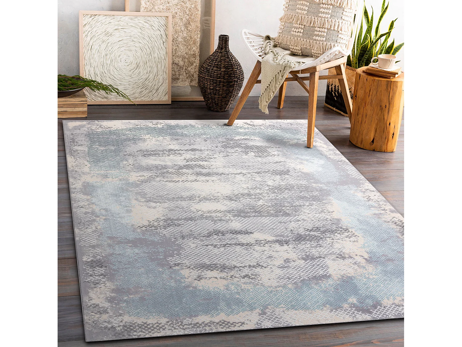 Tapijt CORE A004 Kader, schaduw - structureel, twee lagen vlies, ivoor 120x170 cm