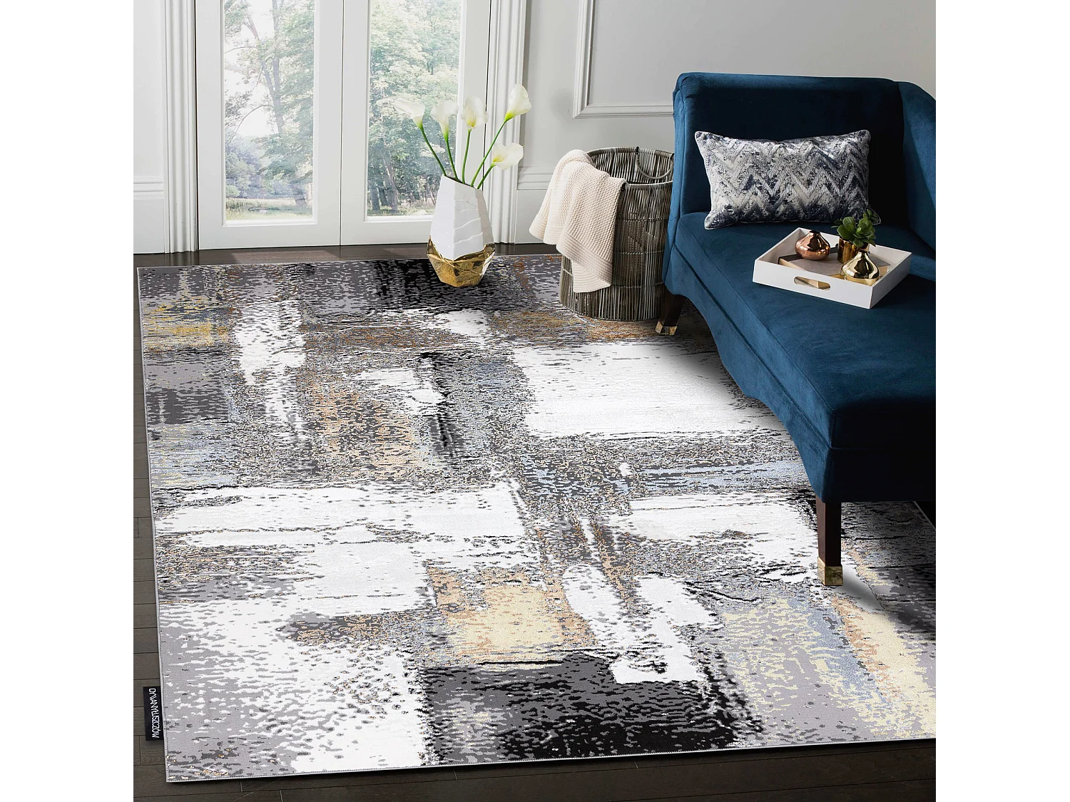 Tapijt DE LUXE modern 633 Abstractie - Structureel crème / goud 240x340 cm