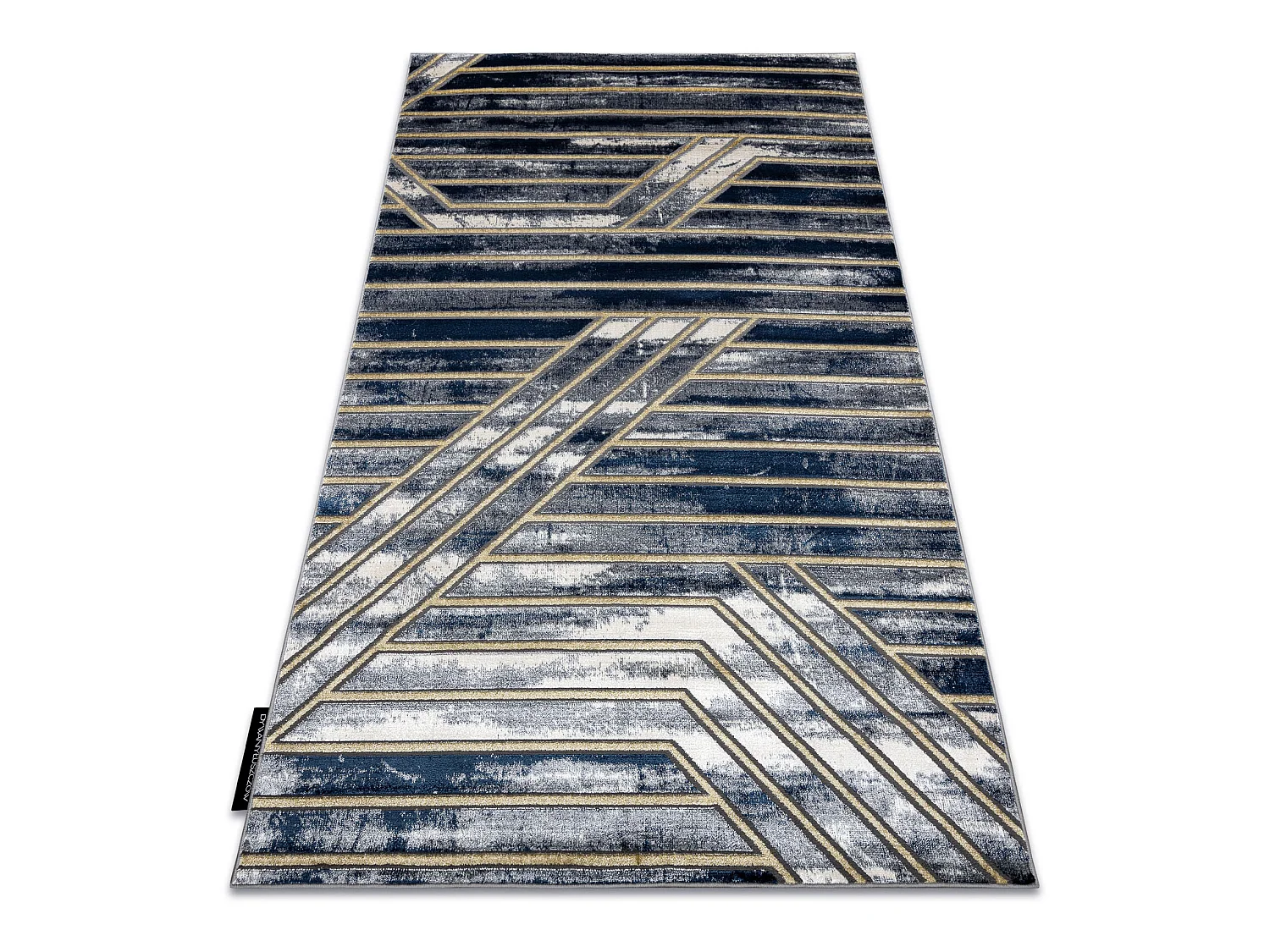 Tapis DE LUXE moderne 460 Lignes - Structural bleu foncé / or 140x190 cm