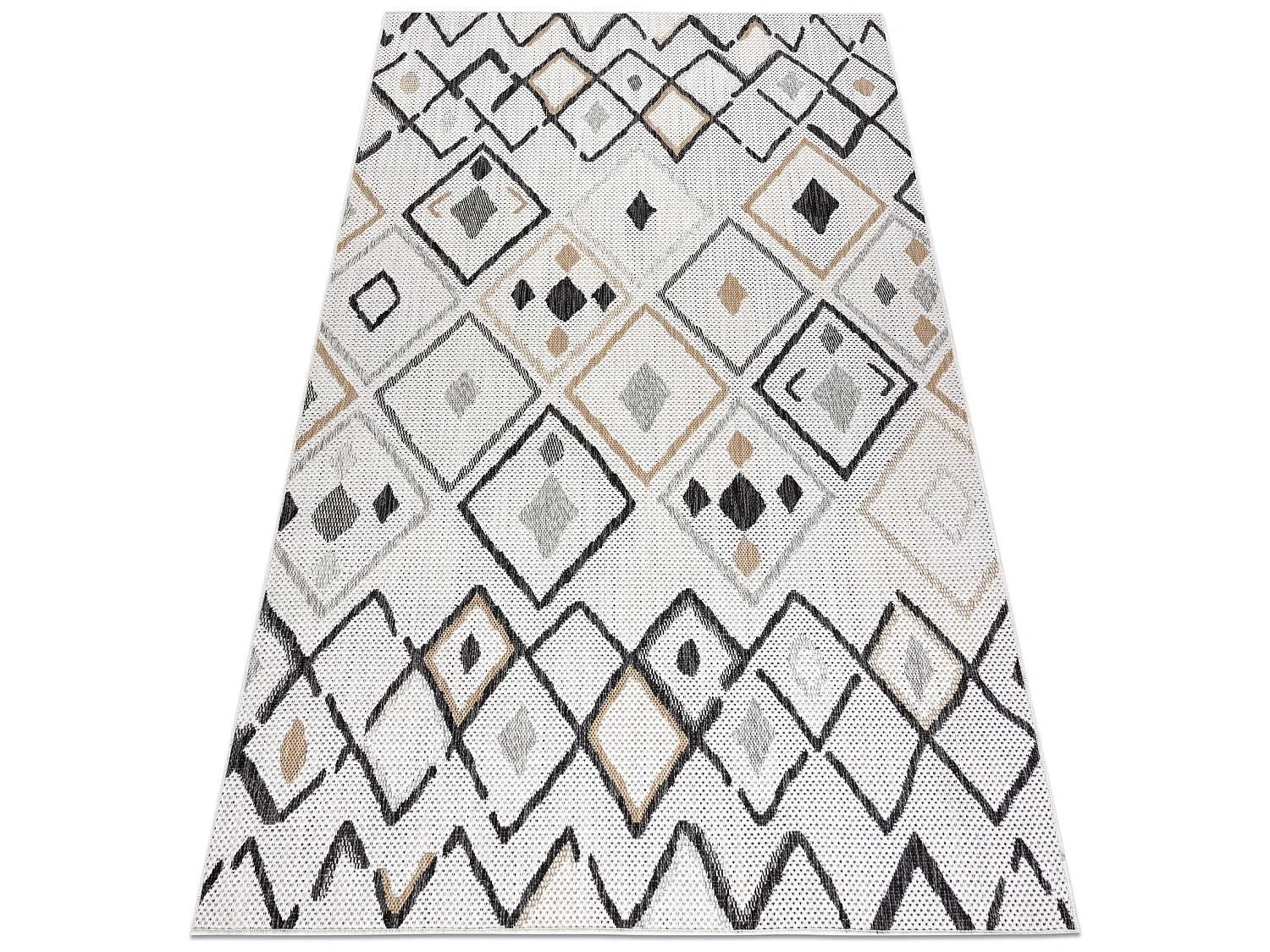 Tapis SIZAL COOPER Diamants, Zigzag 22236 écru / noir 200x290 cm