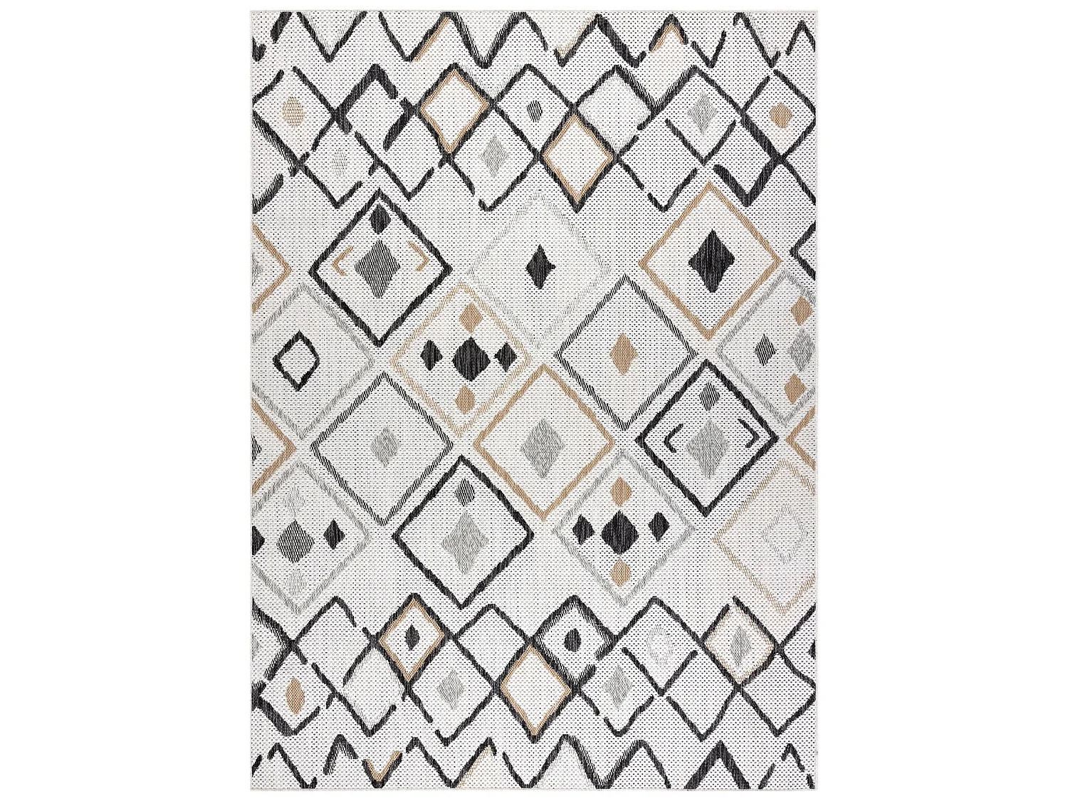 Tapis SIZAL COOPER Diamants, Zigzag 22236 écru / noir 200x290 cm
