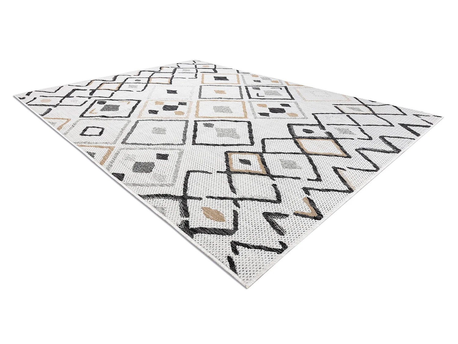 Tapis SIZAL COOPER Diamants, Zigzag 22236 écru / noir 200x290 cm