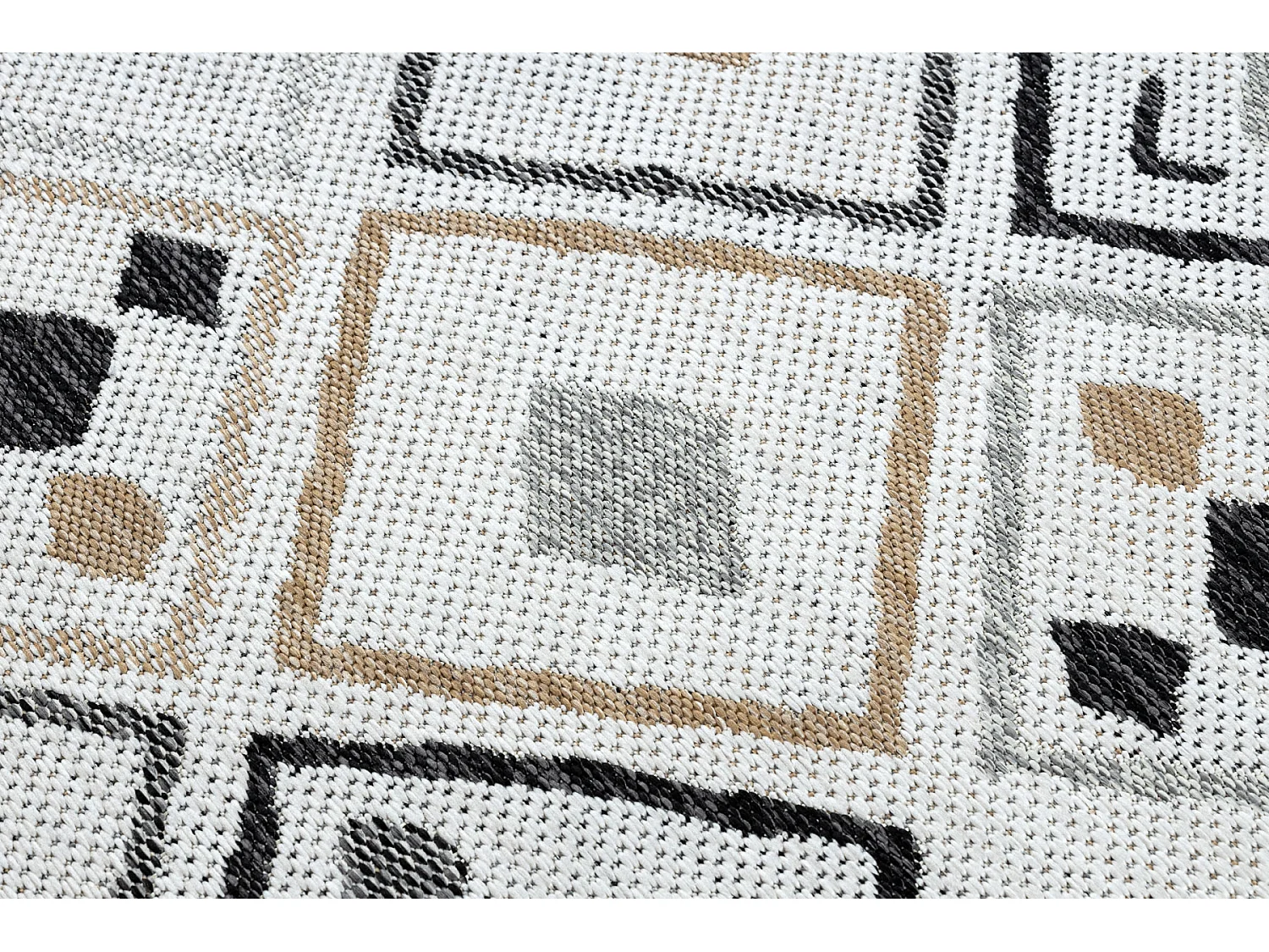 Tapis SIZAL COOPER Diamants, Zigzag 22236 écru / noir 200x290 cm