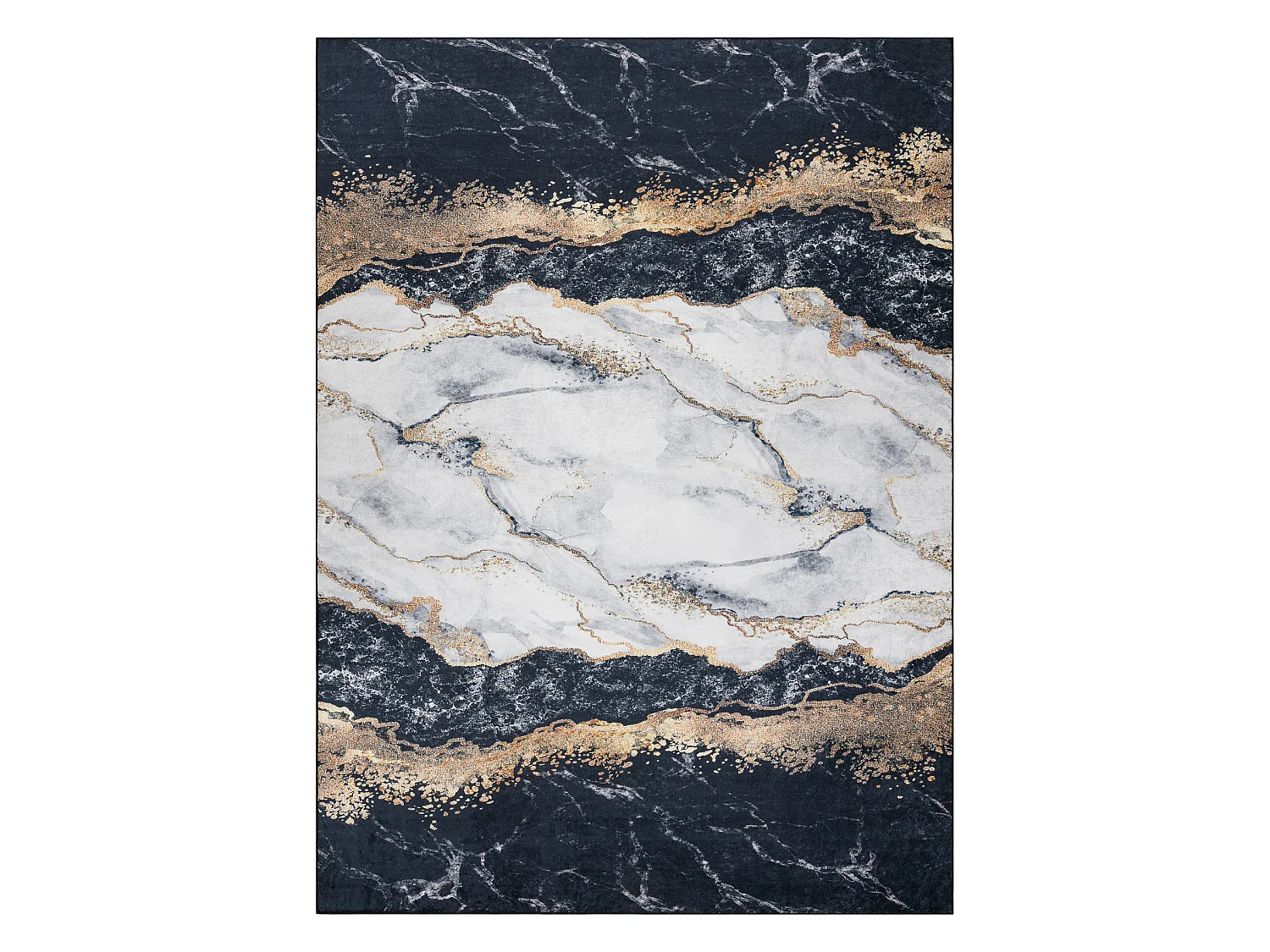 ANDRE 1124 tapijt wasbaar marmer antislip - zwart 80x150 cm