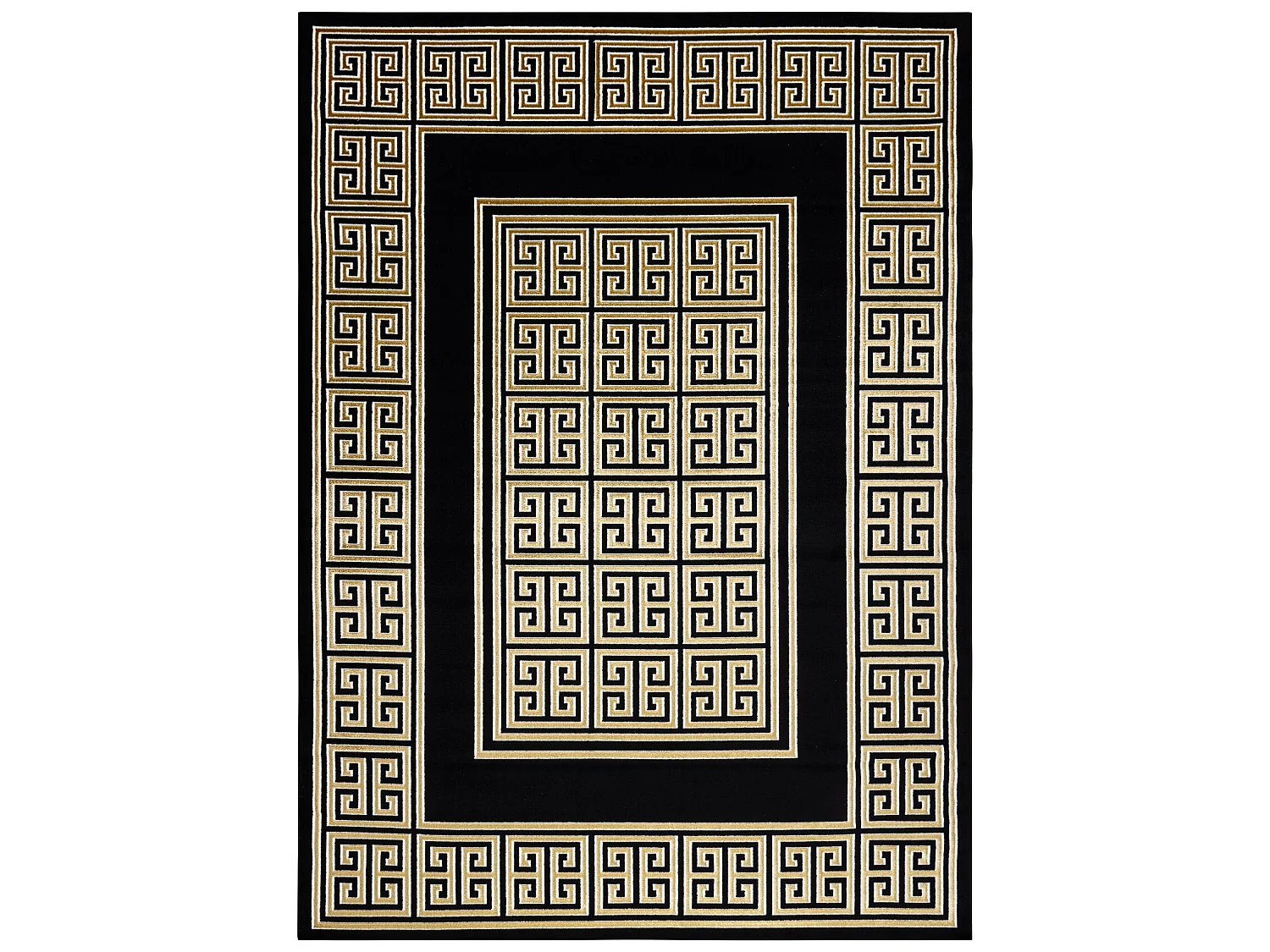 Tapijt GLOSS modern 6776 86 stijlvol, kader, Grieks sleutel zwart / go 200x290 cm