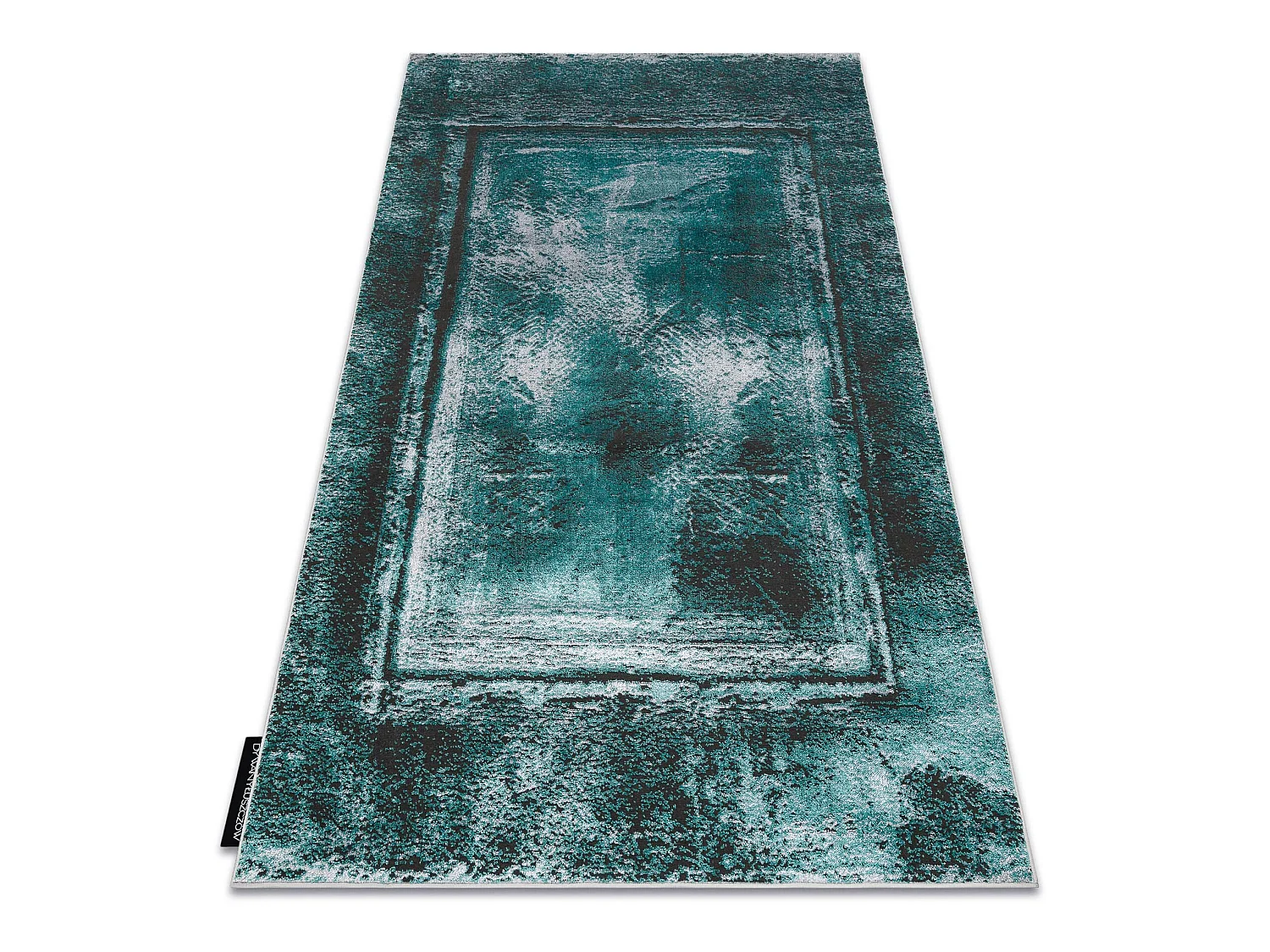 Modern DE LUXE tapijt 634 kader vintage - structuurgroen / antraciet  200x290 cm