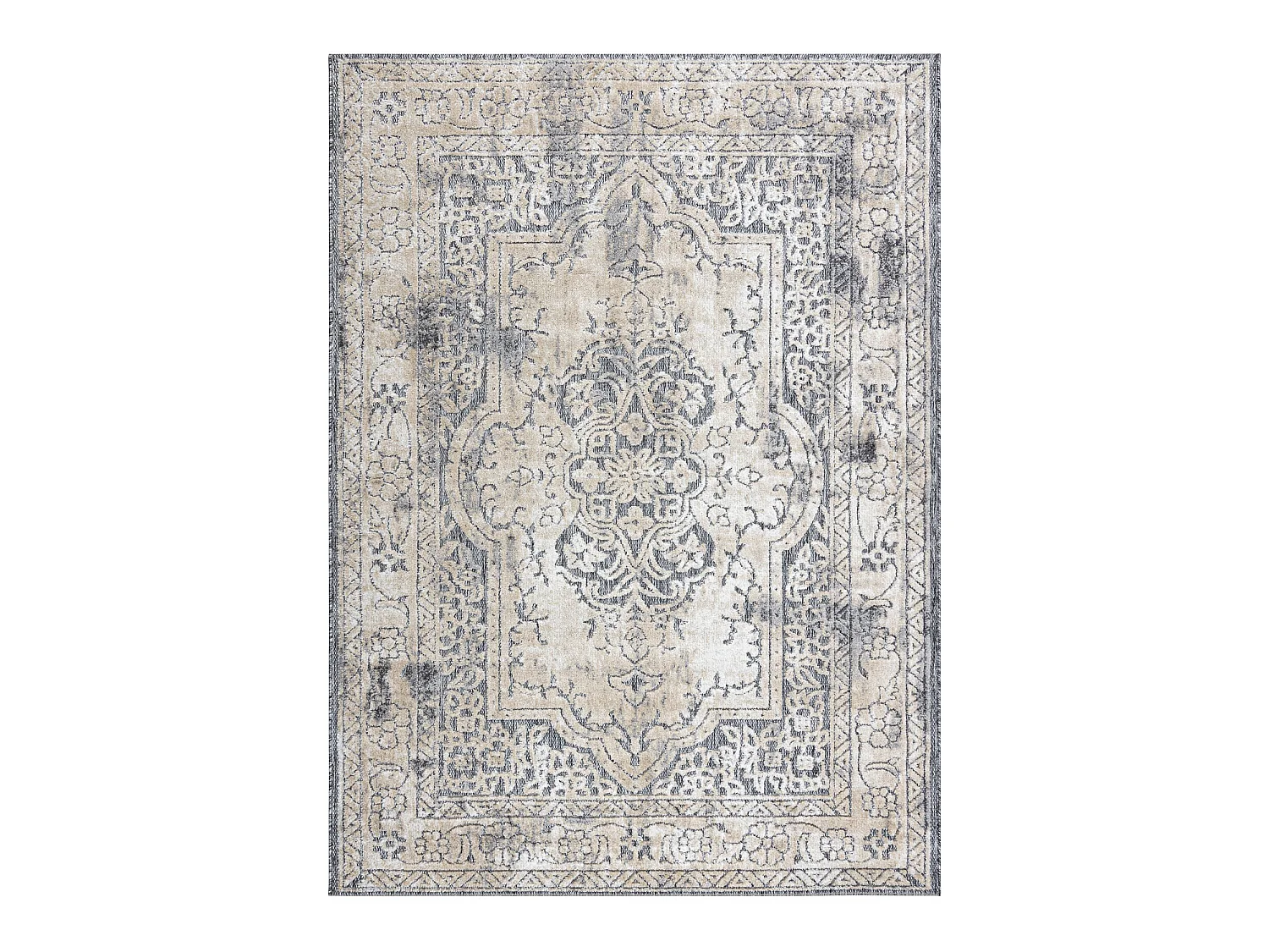 Tapis Structural SOLE D3872 Ornement, cadre - tissé à plat gris / be 80x250 cm