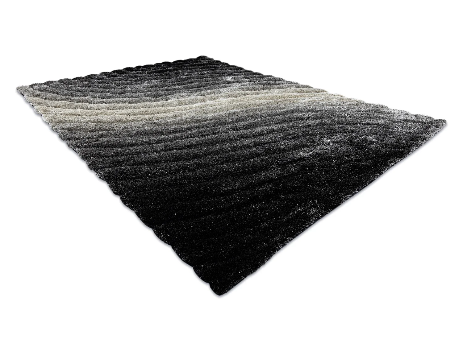 Tapis moderne FLIM 006-B1 shaggy, Vagues - Structural gris 80x150 cm