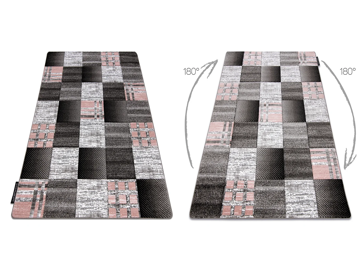 Tapijt ALTER Siena Vierhoeken , geruite grijskleuring 120x170 cm