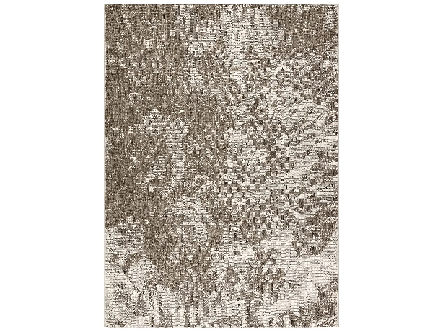 TAPIS EN CORDE SIZAL FLOORLUX 20491 FLEURS szampański / gris foncé  80x150 cm