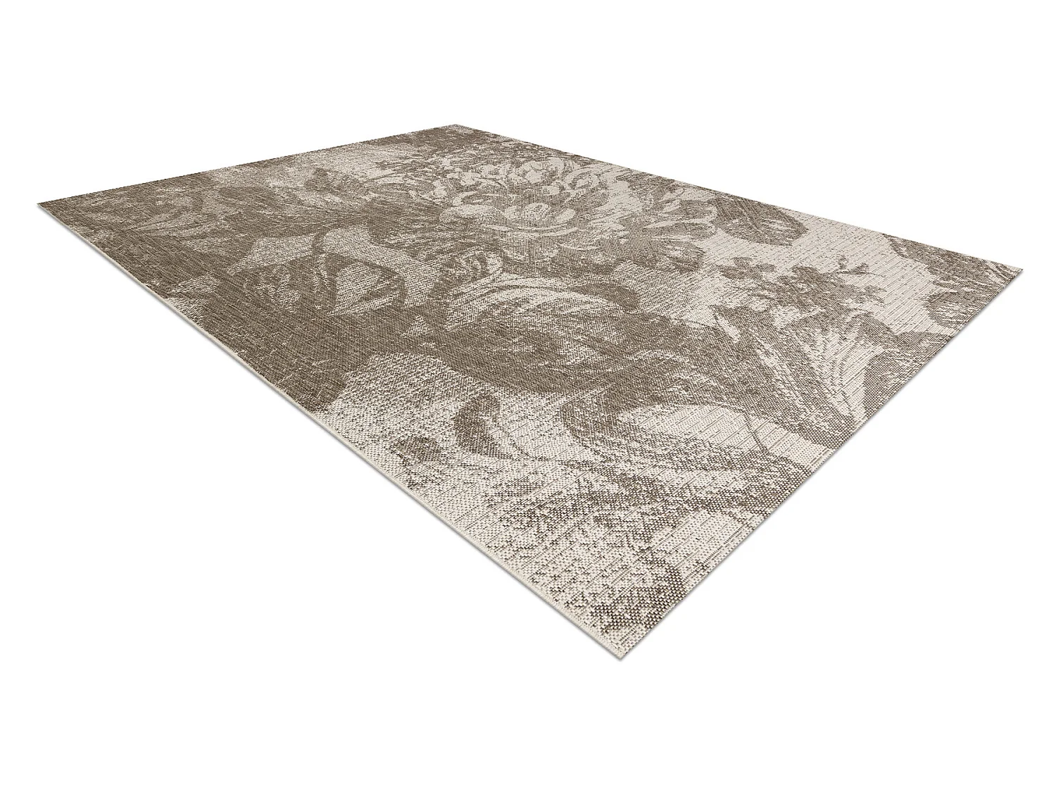 TAPIS EN CORDE SIZAL FLOORLUX 20491 FLEURS szampański / gris foncé  80x150 cm
