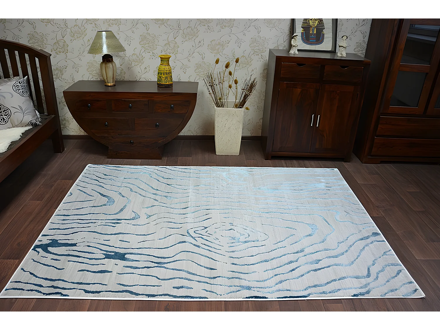 Tapijt ACRYL MANYAS 1703 zilver/Blauw 160x230 cm