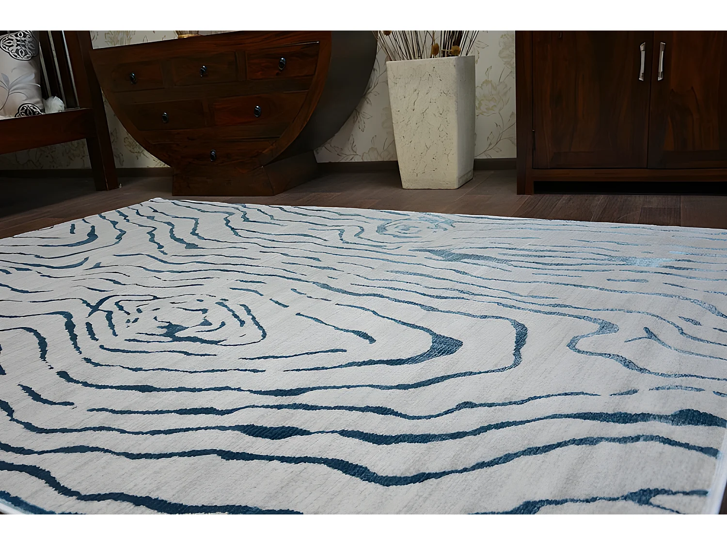 Tapijt ACRYL MANYAS 1703 zilver/Blauw 160x230 cm