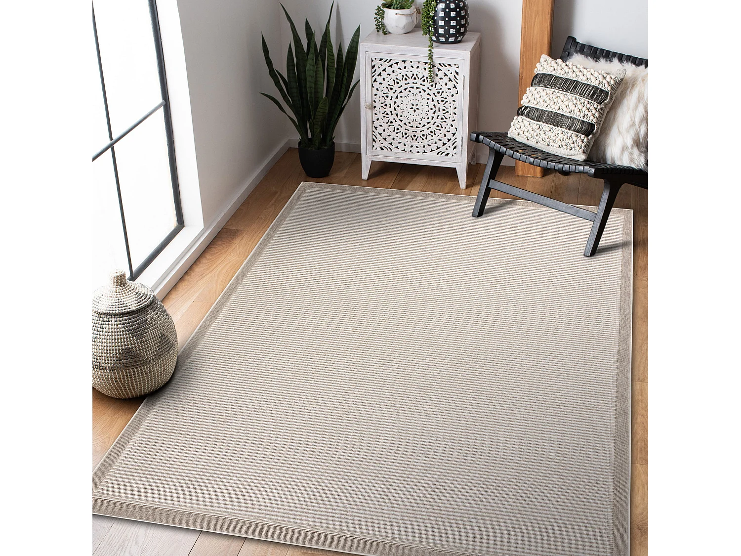 Tapis SPRING 20411558 Lignes, cadre à boucles - beige 160x230 cm