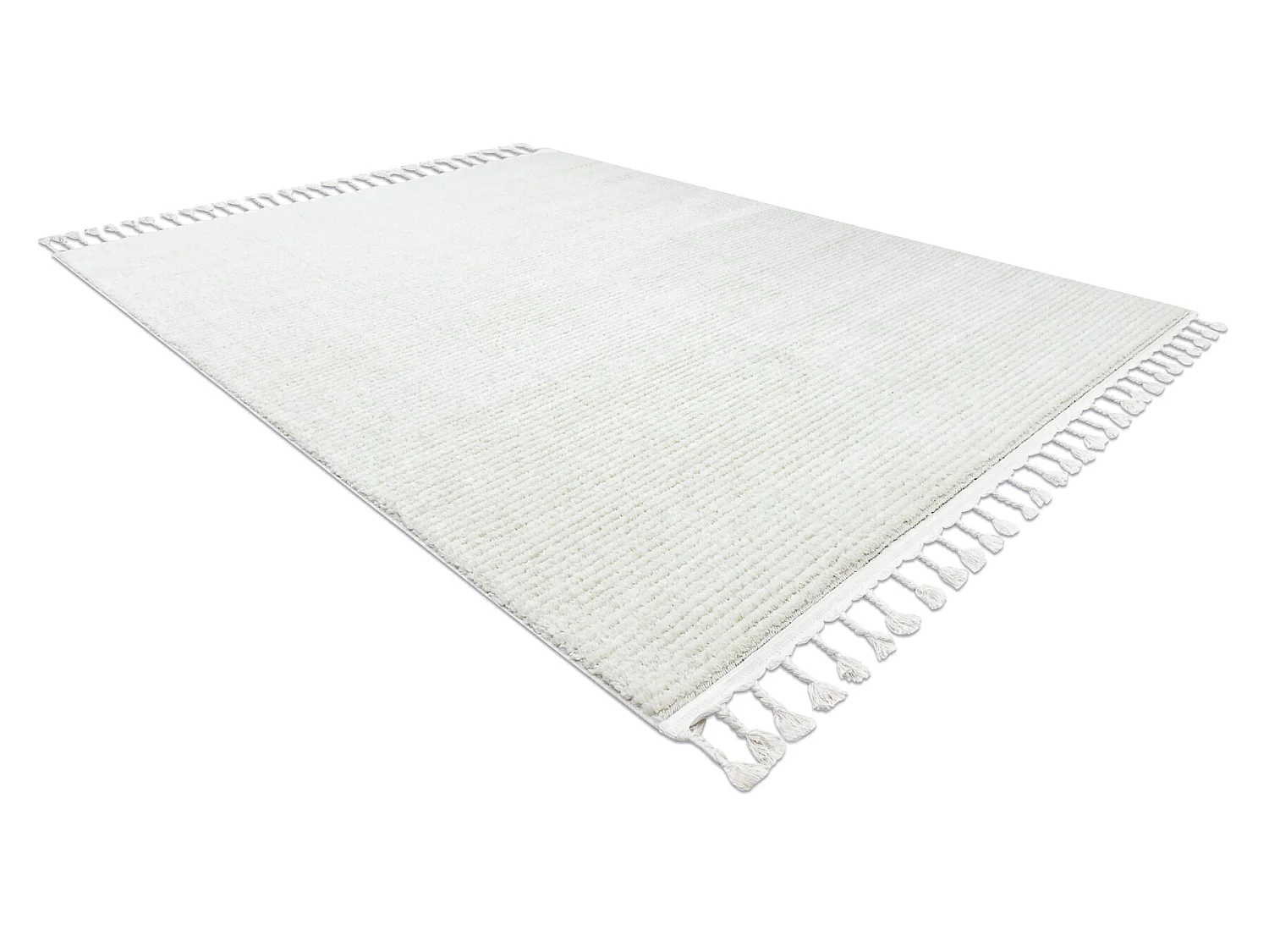 Tapete SEVILLA PC00B listras branco Franjas berbere marroquino shaggy 80x150 cm