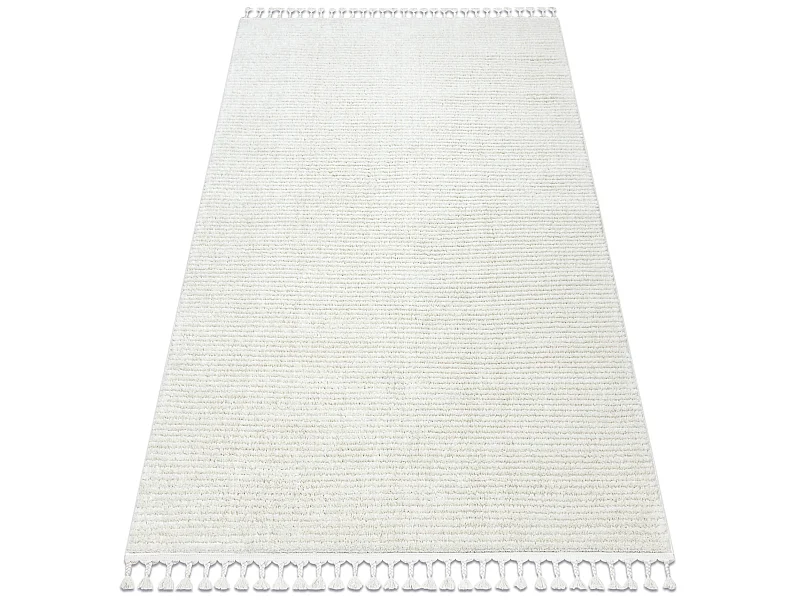 Tapis SEVILLA PC00B rayures blanc Franges berbère marocain shaggy 80x150 cm