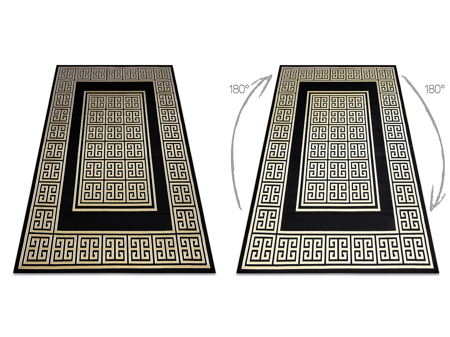 Tapijt GLOSS modern 6776 86 stijlvol, kader, Grieks sleutel zwart / go 140x190 cm