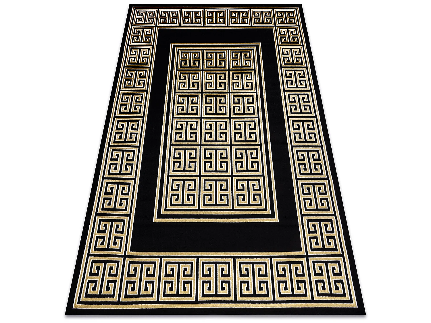Tapijt GLOSS modern 6776 86 stijlvol, kader, Grieks sleutel zwart / go 140x190 cm