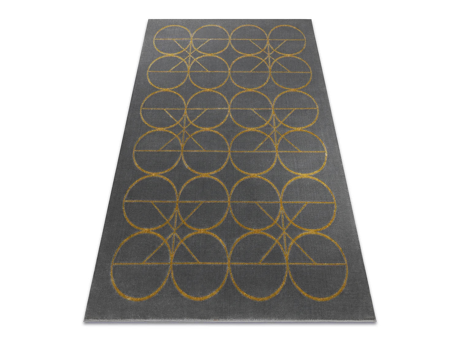 Tapis EMERALD exclusif 1010 glamour, élégant cercles gris / or 120x170 cm